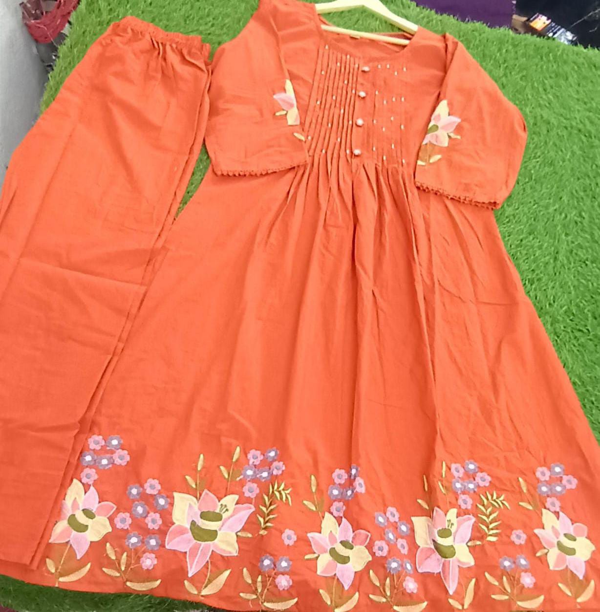 JKM0030 Pure Cotton60-60 super dyeing quality kurta with printex & hand moti work yoke