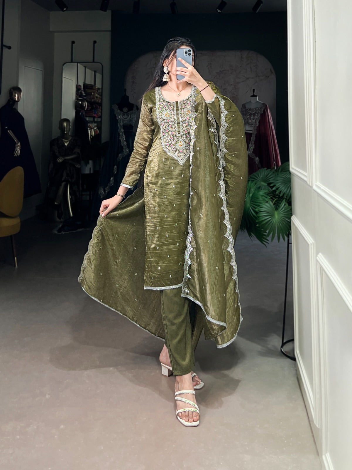 PRD00117 Elegant and charming top , bottom and dupatta set