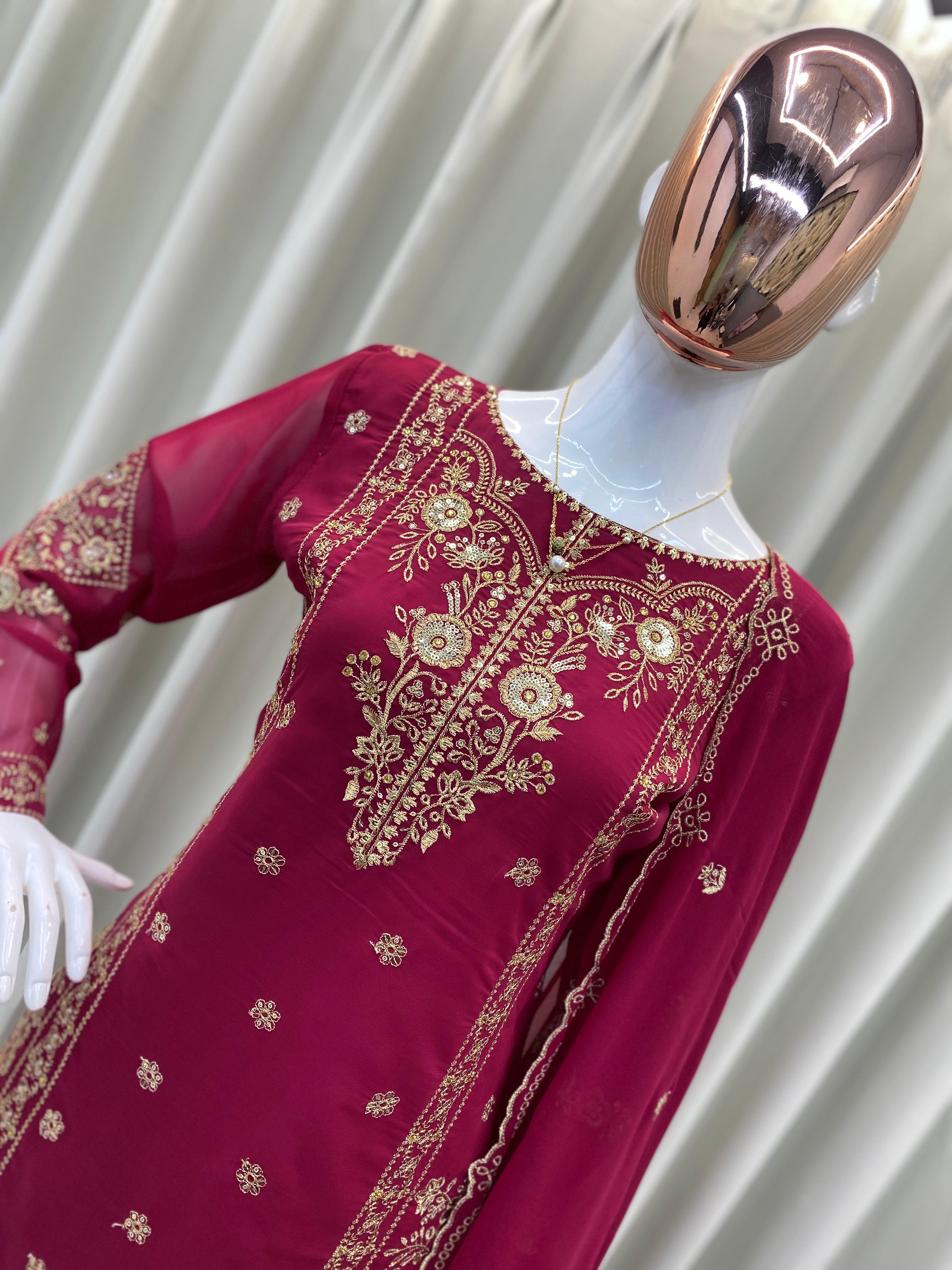 PRD00119 DESIGNER WEAR EXCLUSIVE SUIT IN GEORGETTE FABRIC TOP AND PANT WITH DUPATTA IN SEQUENCE EMBROIDERY