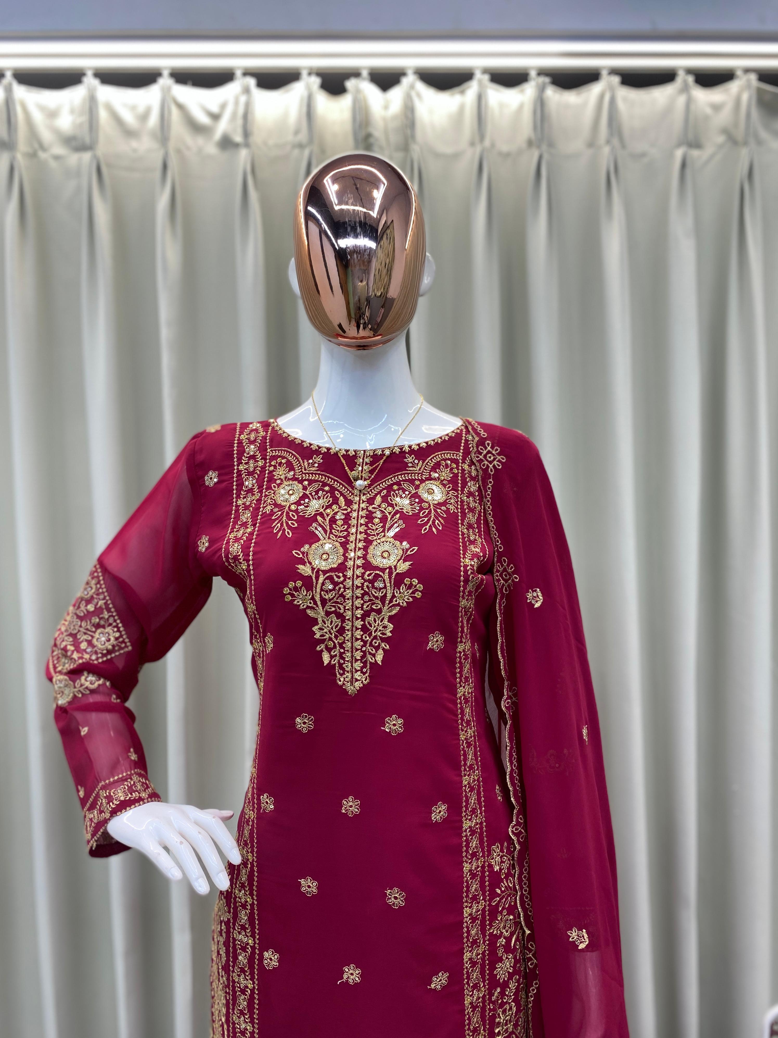 PRD00119 DESIGNER WEAR EXCLUSIVE SUIT IN GEORGETTE FABRIC TOP AND PANT WITH DUPATTA IN SEQUENCE EMBROIDERY