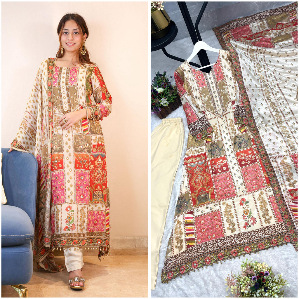 PRD00120  STYLISH KURTI, BOTTOM WITH BEAUTIFUL DUPATTA SET