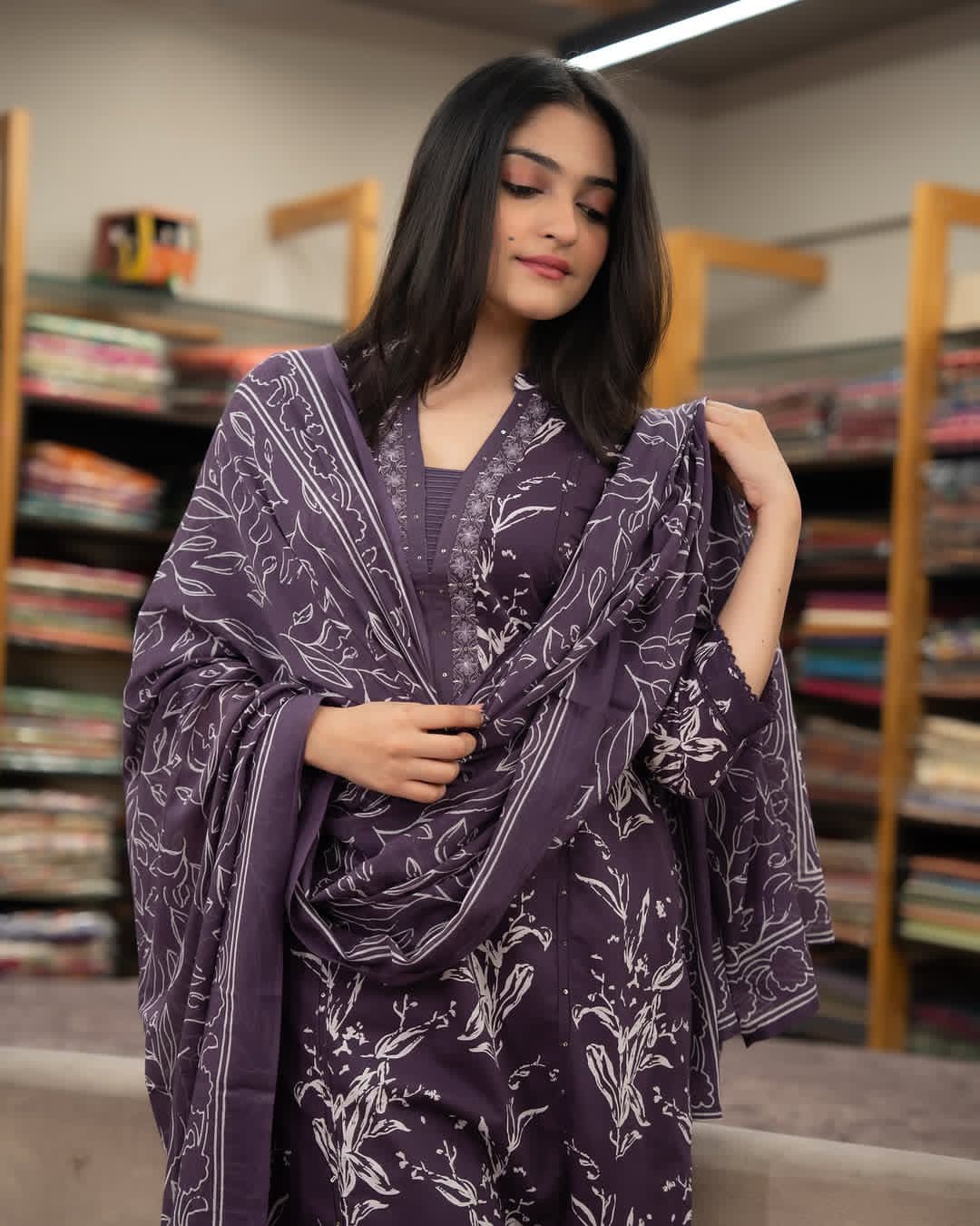 JKM0033 Pure fine Cotton fabric   Kurti with Pant with cotton 100-100 Dupatta