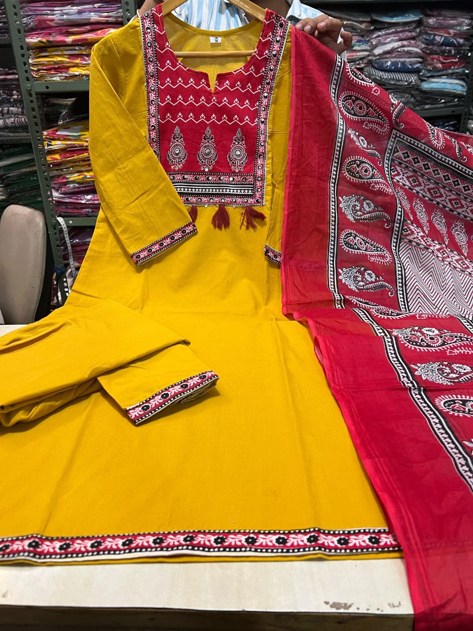 JKM0038 Pure fine Cotton fabric Kurti with Pant with cotton 100-100 Dupatta