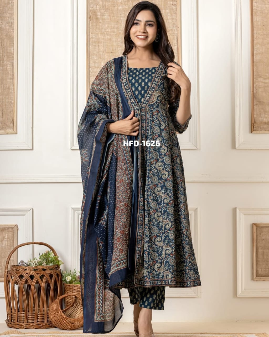 JKM0040  Beautiful Printed With Hand Work Anarkali Kurta Dupatta Set in New Summer Color
