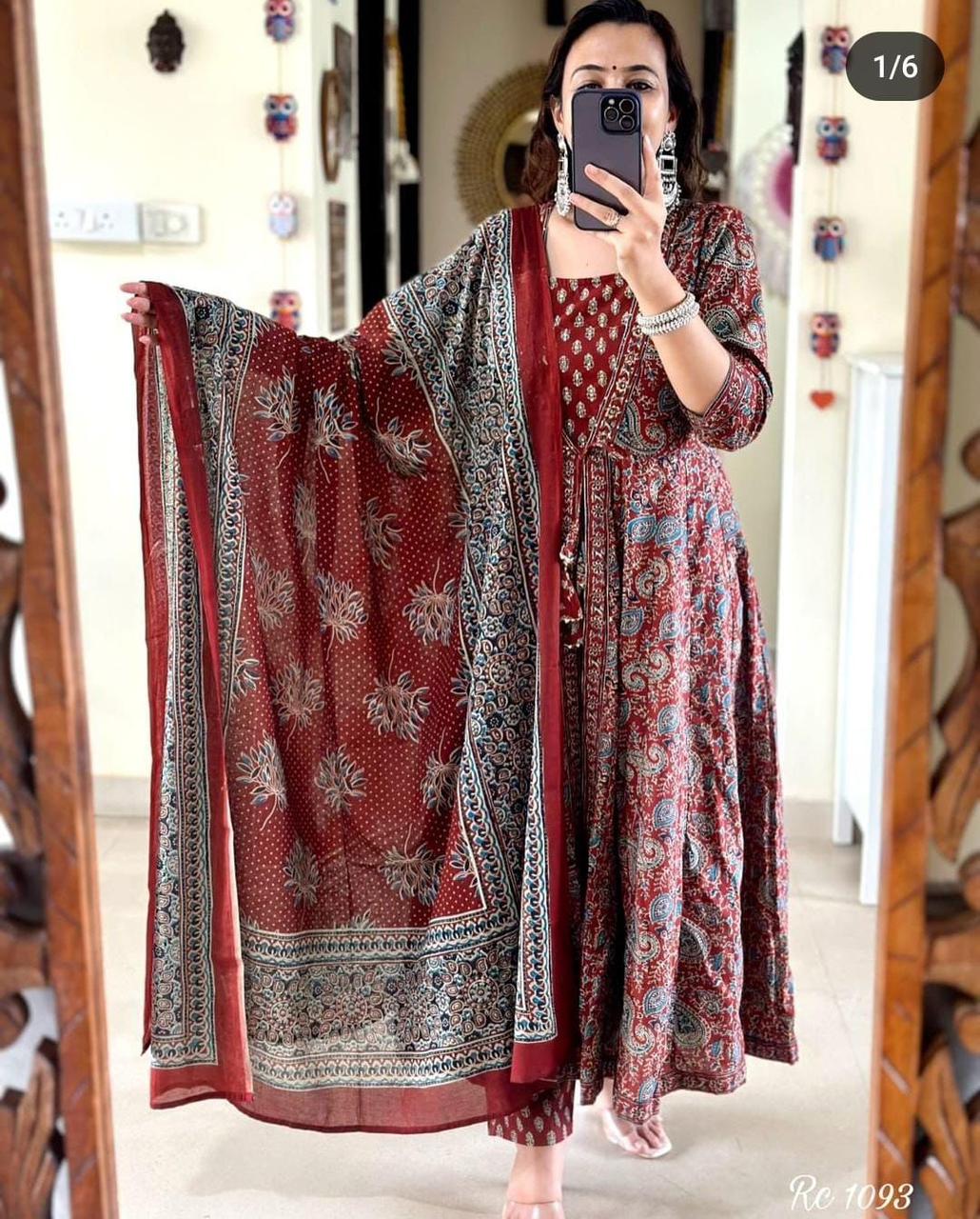 JKM0040  Beautiful Printed With Hand Work Anarkali Kurta Dupatta Set in New Summer Color