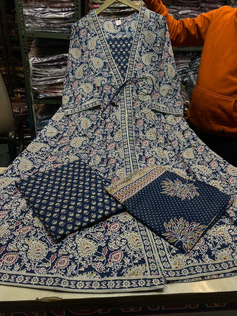 JKM0040  Beautiful Printed With Hand Work Anarkali Kurta Dupatta Set in New Summer Color