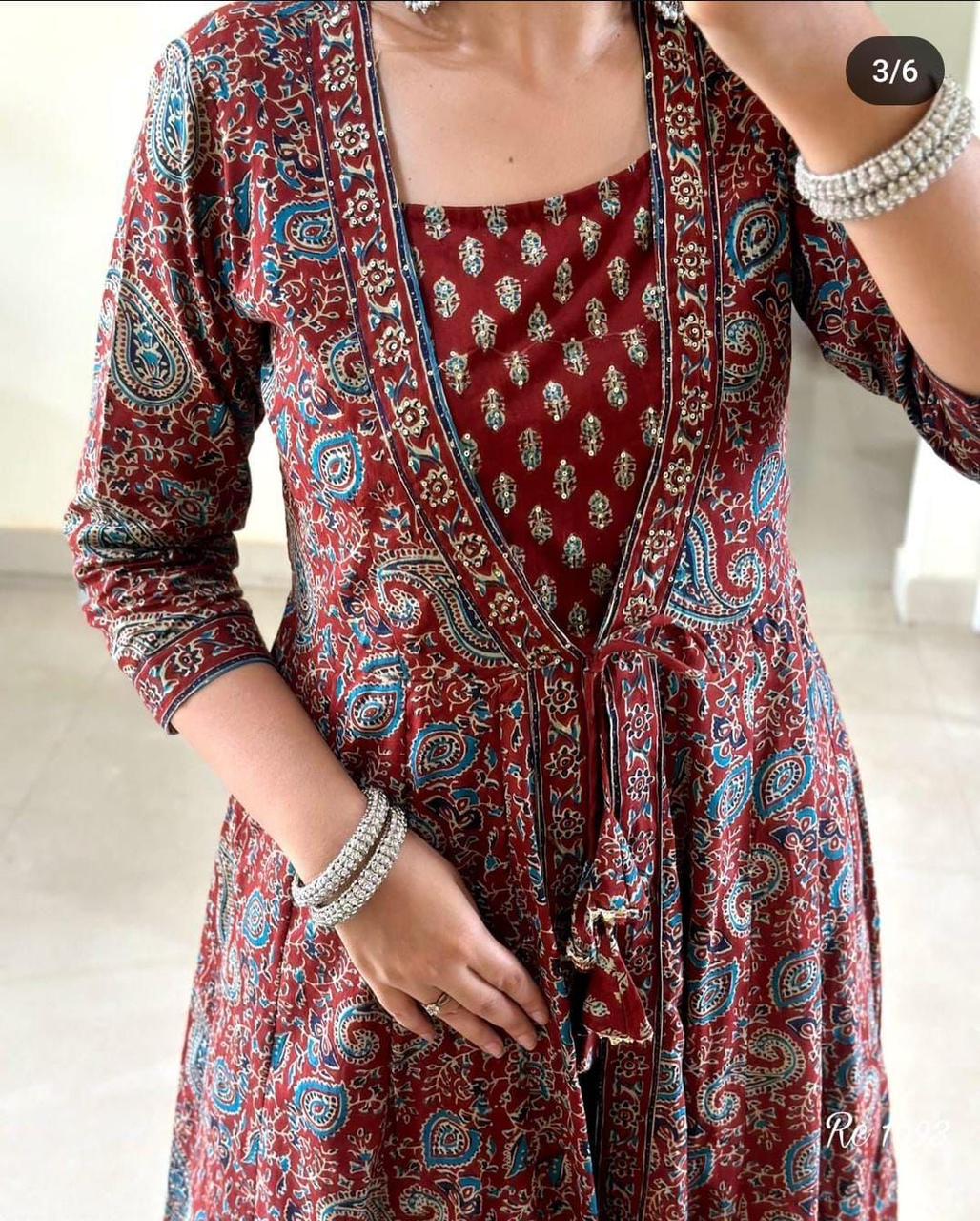 JKM0040  Beautiful Printed With Hand Work Anarkali Kurta Dupatta Set in New Summer Color