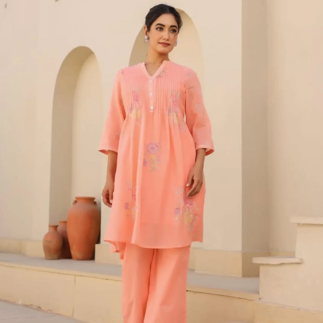 JKM0041 Mul mul cotton A-line kurta set with palazzo