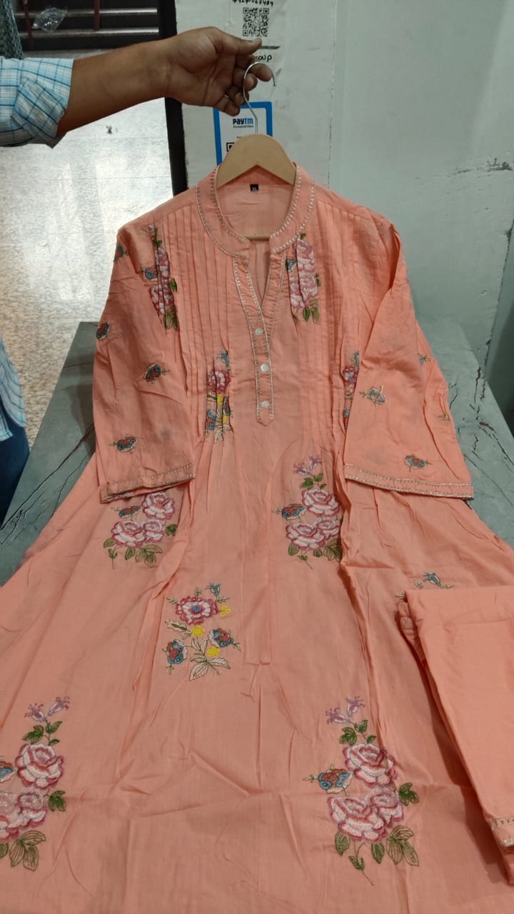 JKM0041 Mul mul cotton A-line kurta set with palazzo