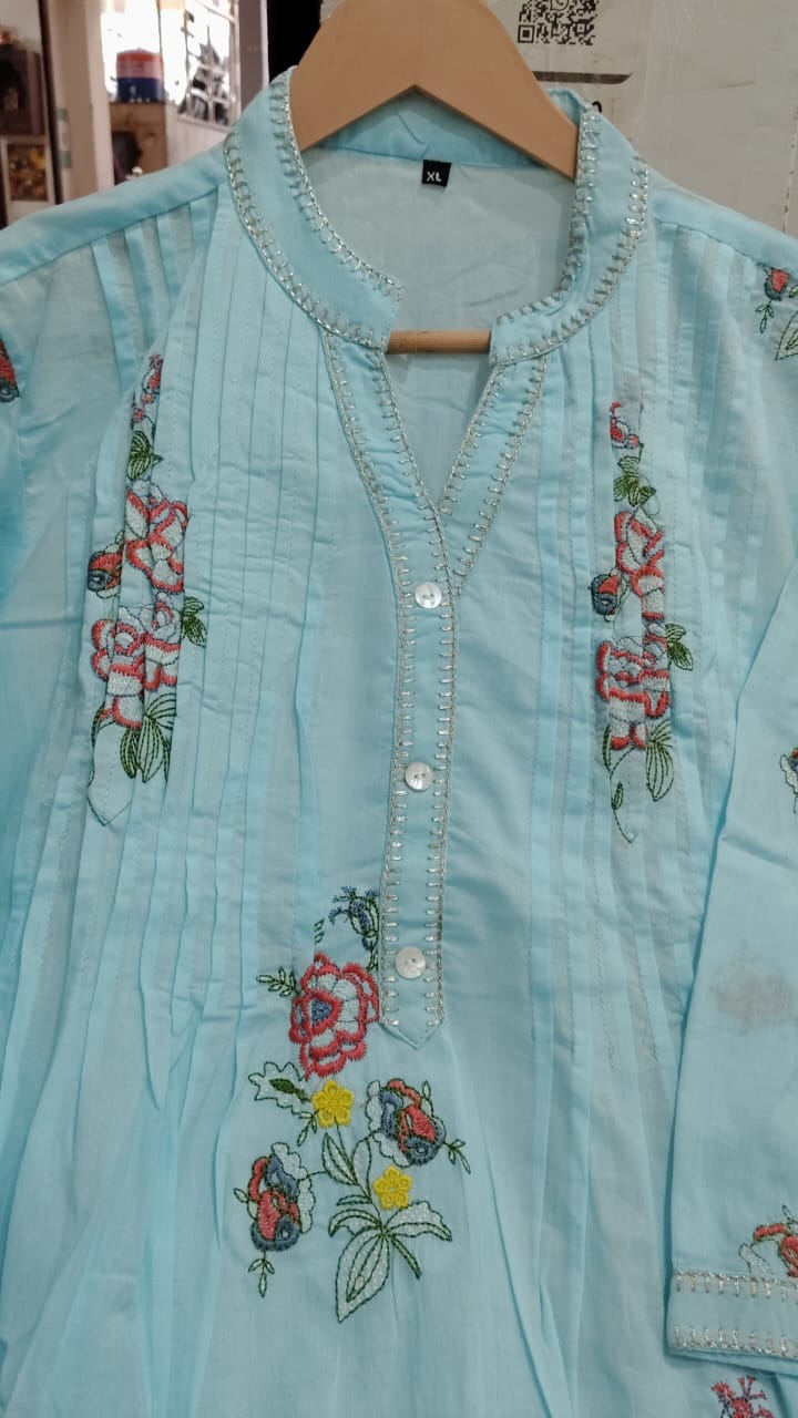 JKM0041 Mul mul cotton A-line kurta set with palazzo