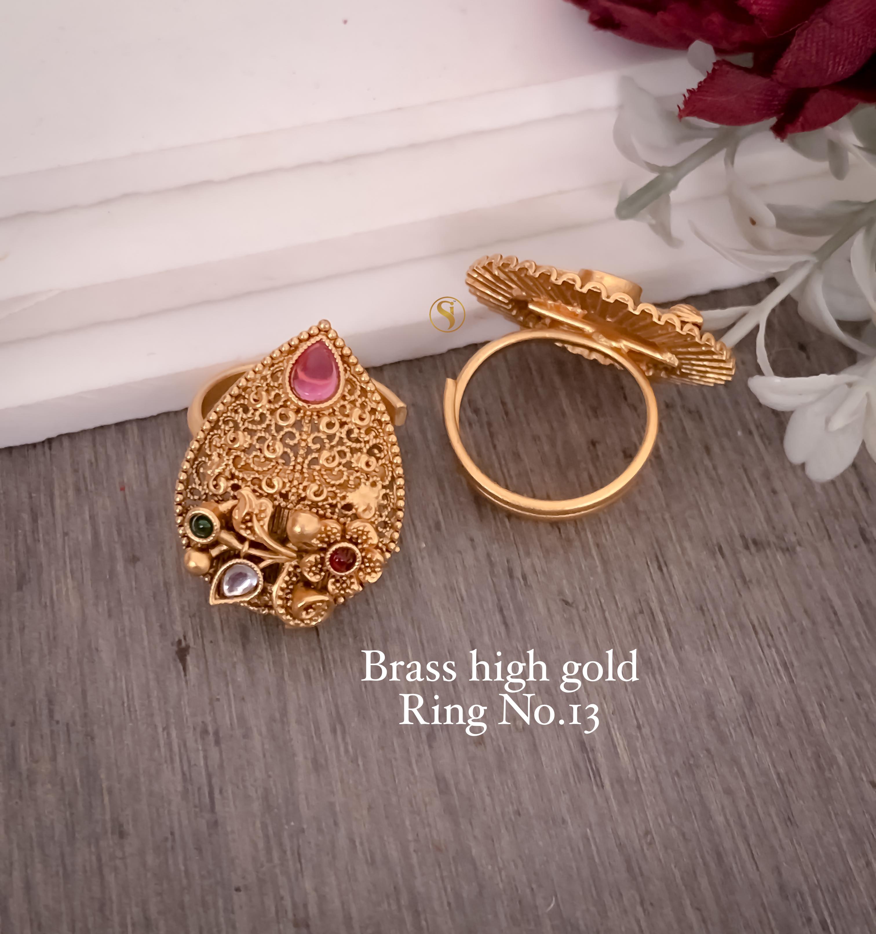 SI0018 BRASS HIGH GOLD PLEATED RING PREMIUM QUALITY