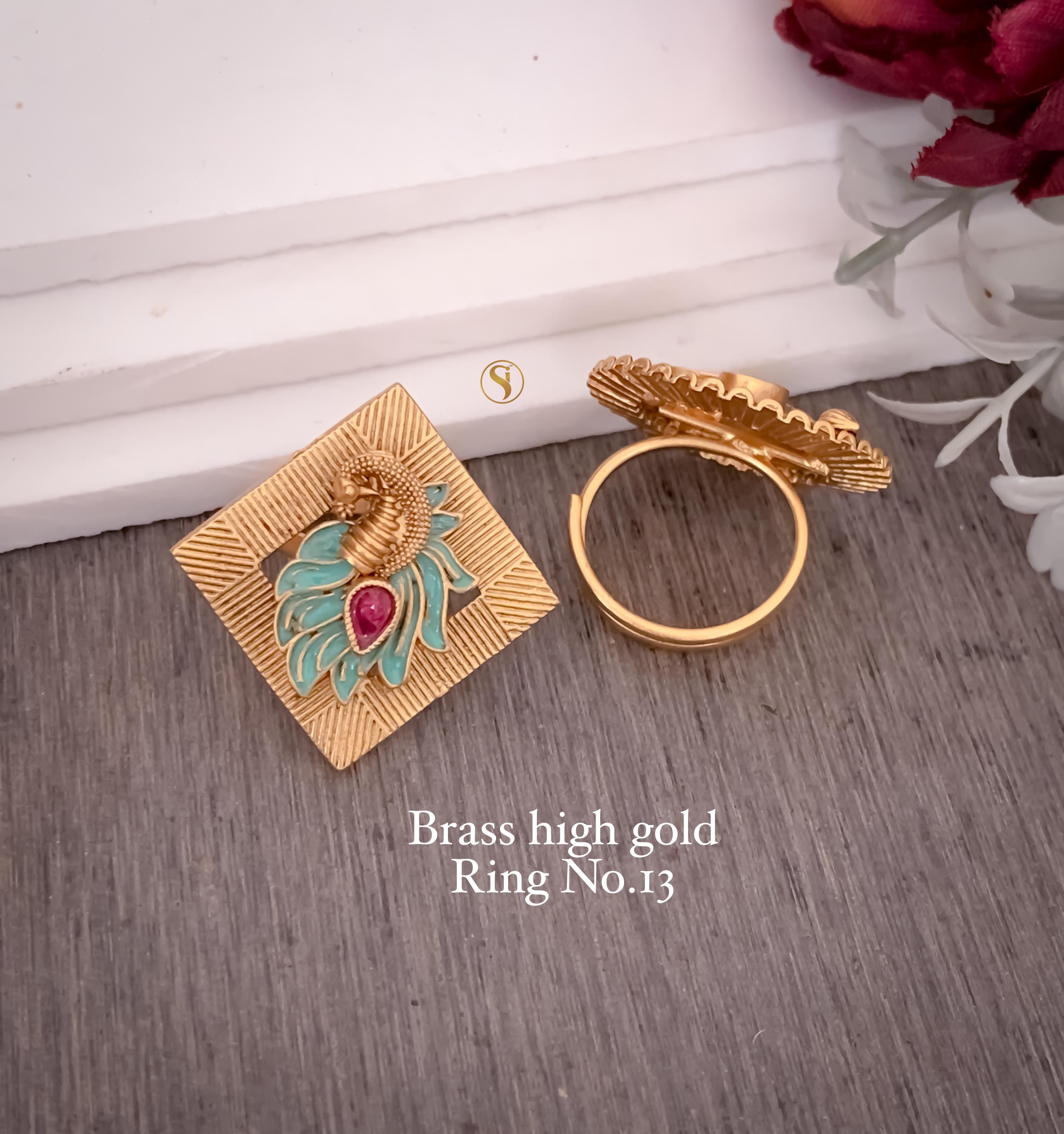 SI0018 BRASS HIGH GOLD PLEATED RING PREMIUM QUALITY