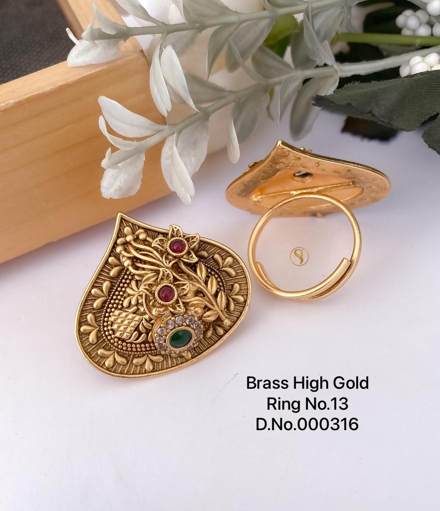 SI0018 BRASS HIGH GOLD PLEATED RING PREMIUM QUALITY