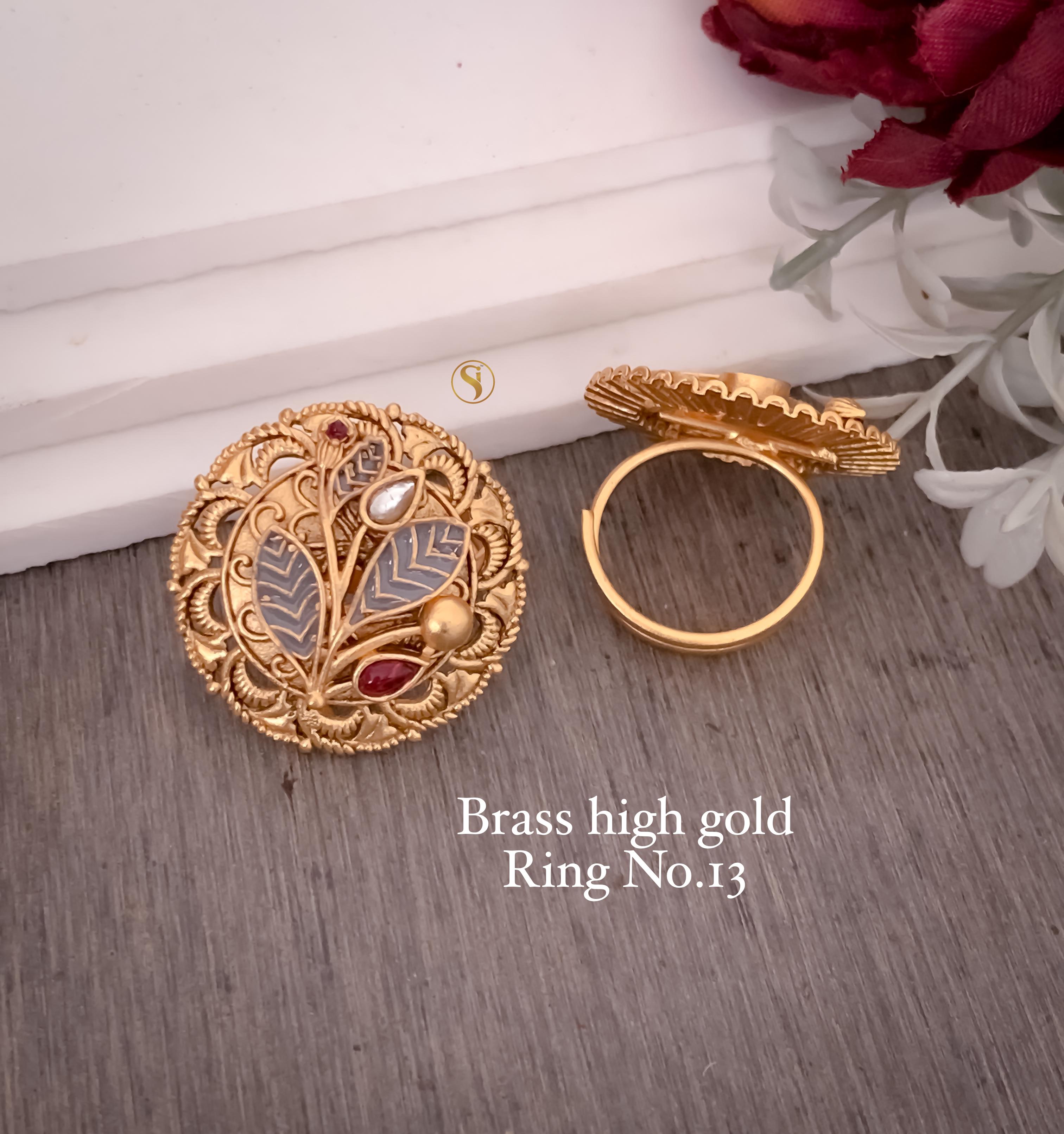 SI0018 BRASS HIGH GOLD PLEATED RING PREMIUM QUALITY