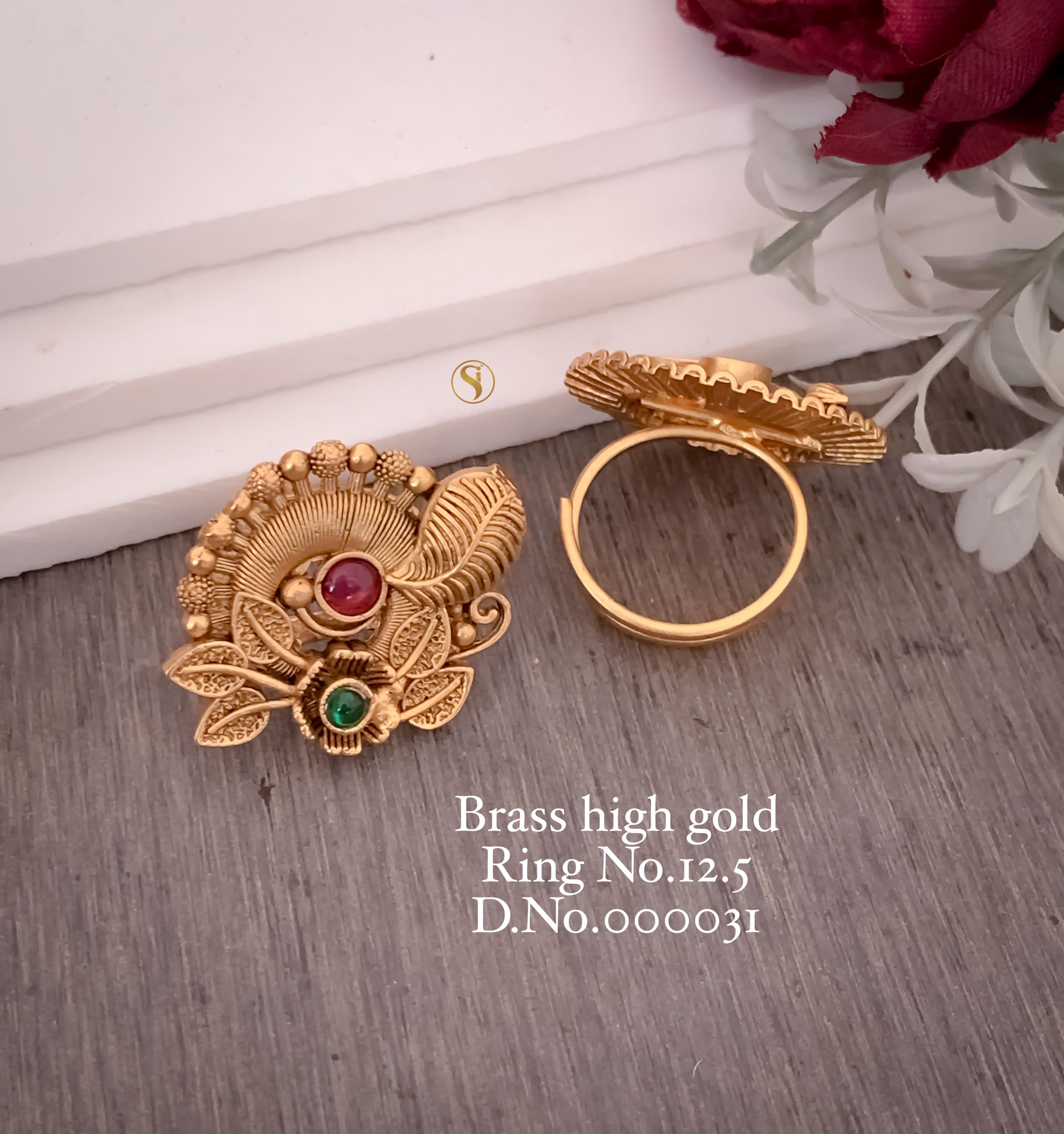 SI0018 BRASS HIGH GOLD PLEATED RING PREMIUM QUALITY
