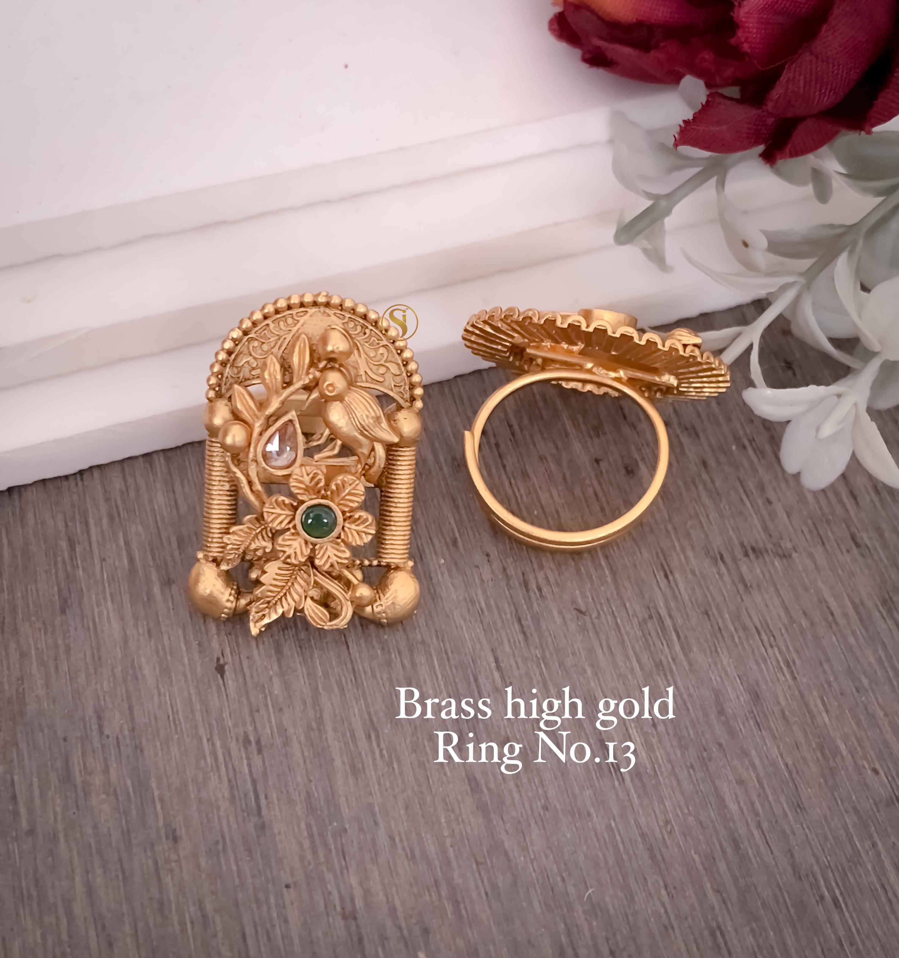 SI0018 BRASS HIGH GOLD PLEATED RING PREMIUM QUALITY