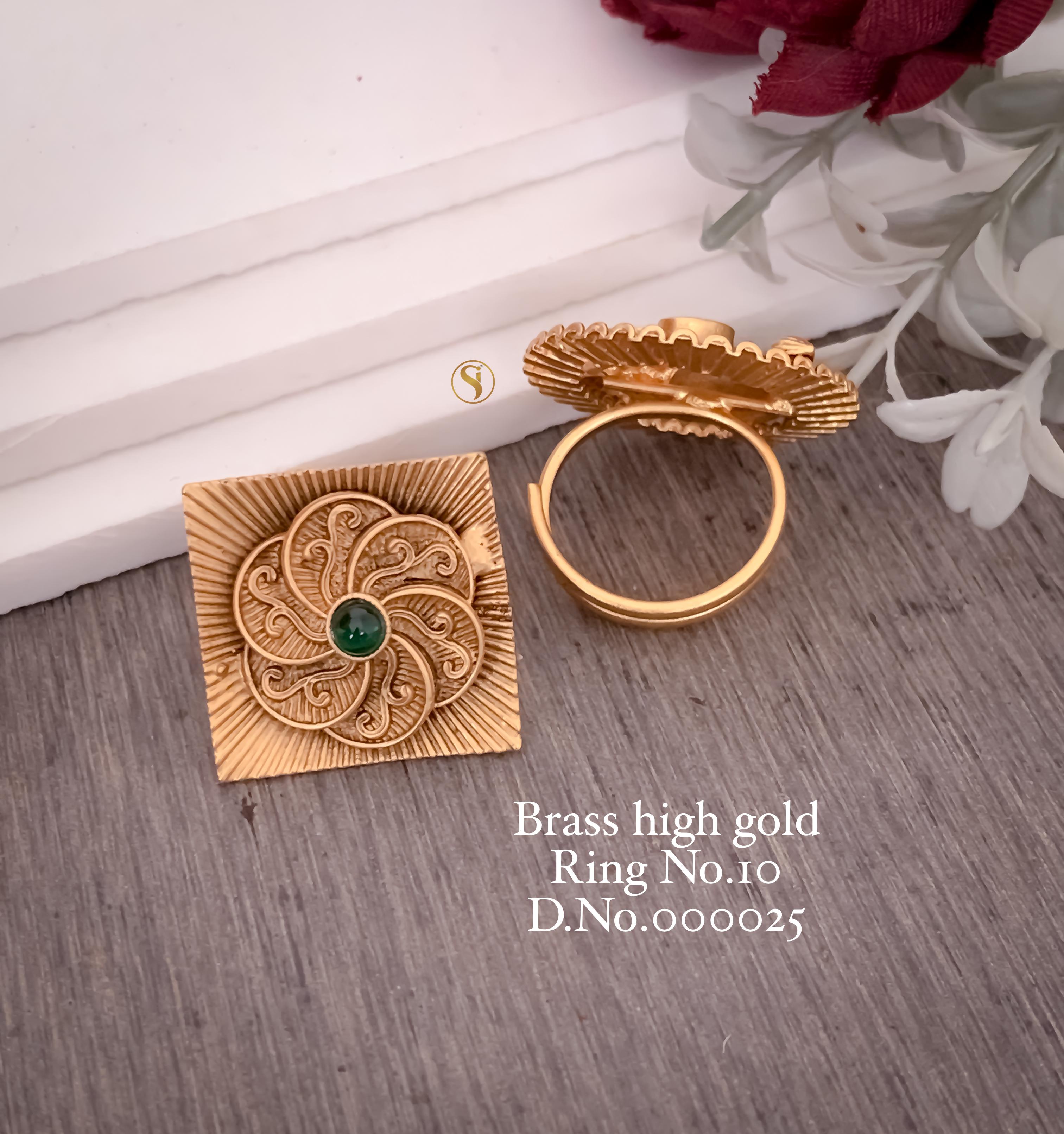 SI0018 BRASS HIGH GOLD PLEATED RING PREMIUM QUALITY