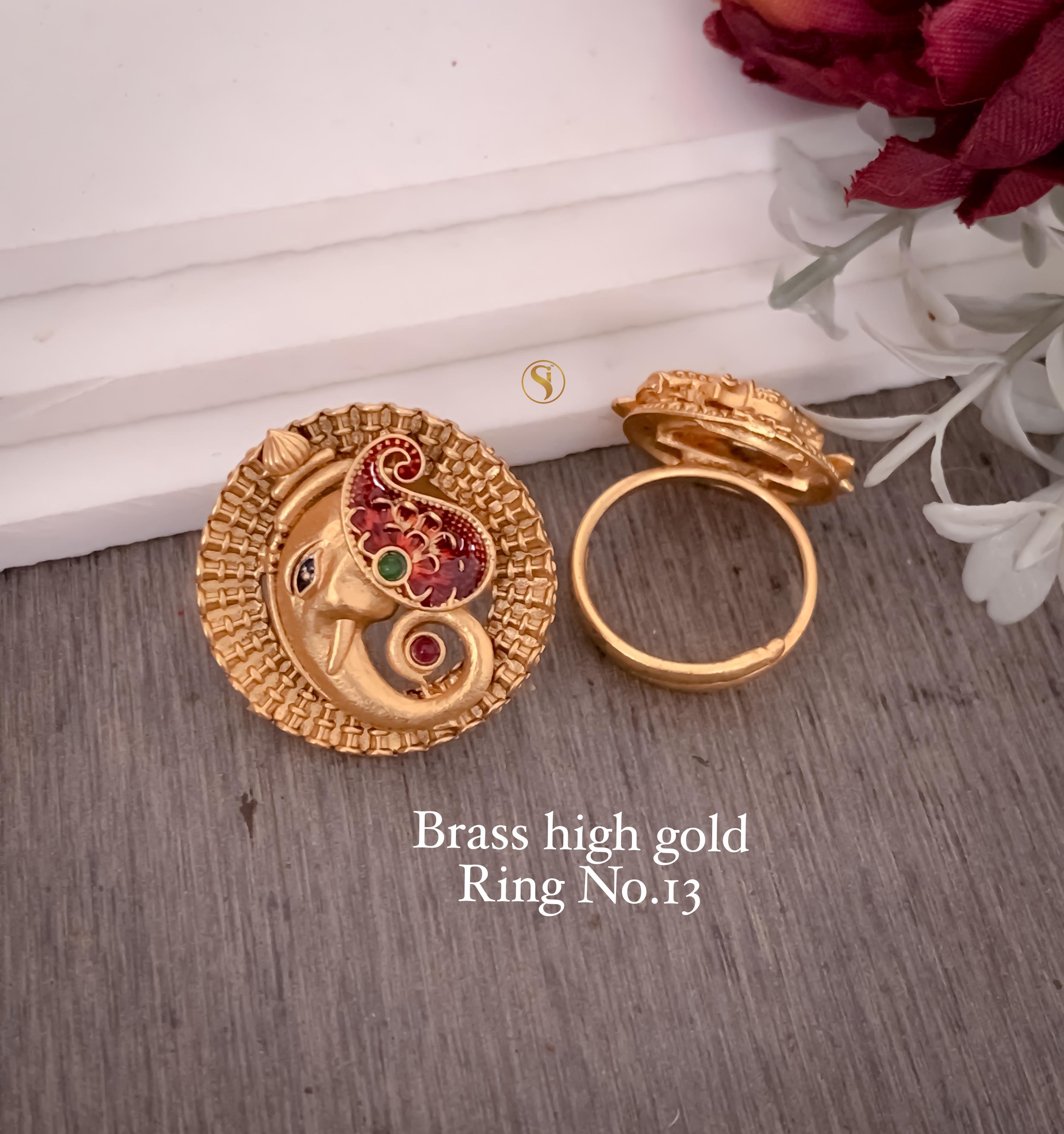 SI0018 BRASS HIGH GOLD PLEATED RING PREMIUM QUALITY