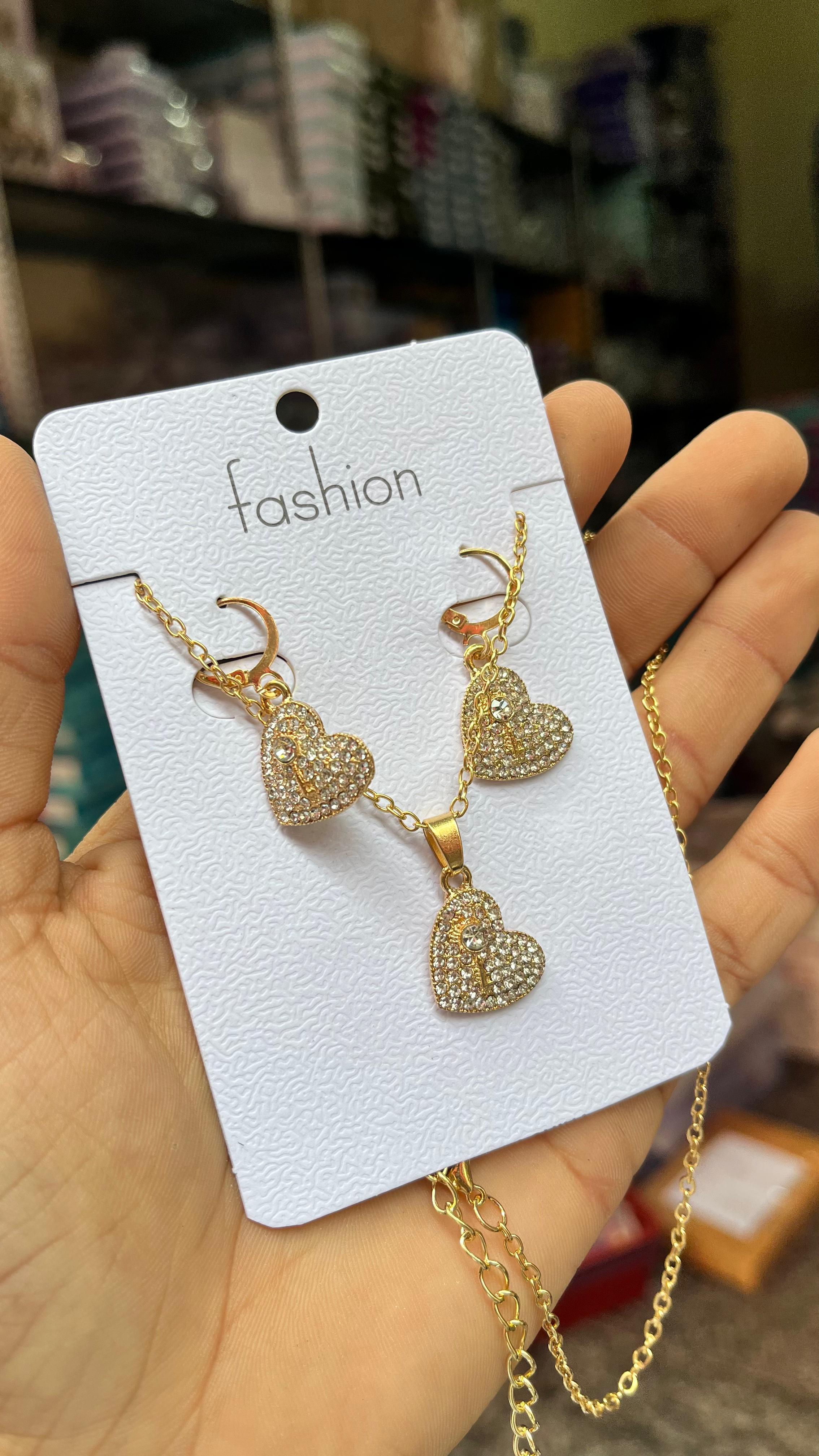 MFJH005 Golden and stone chain with earrings