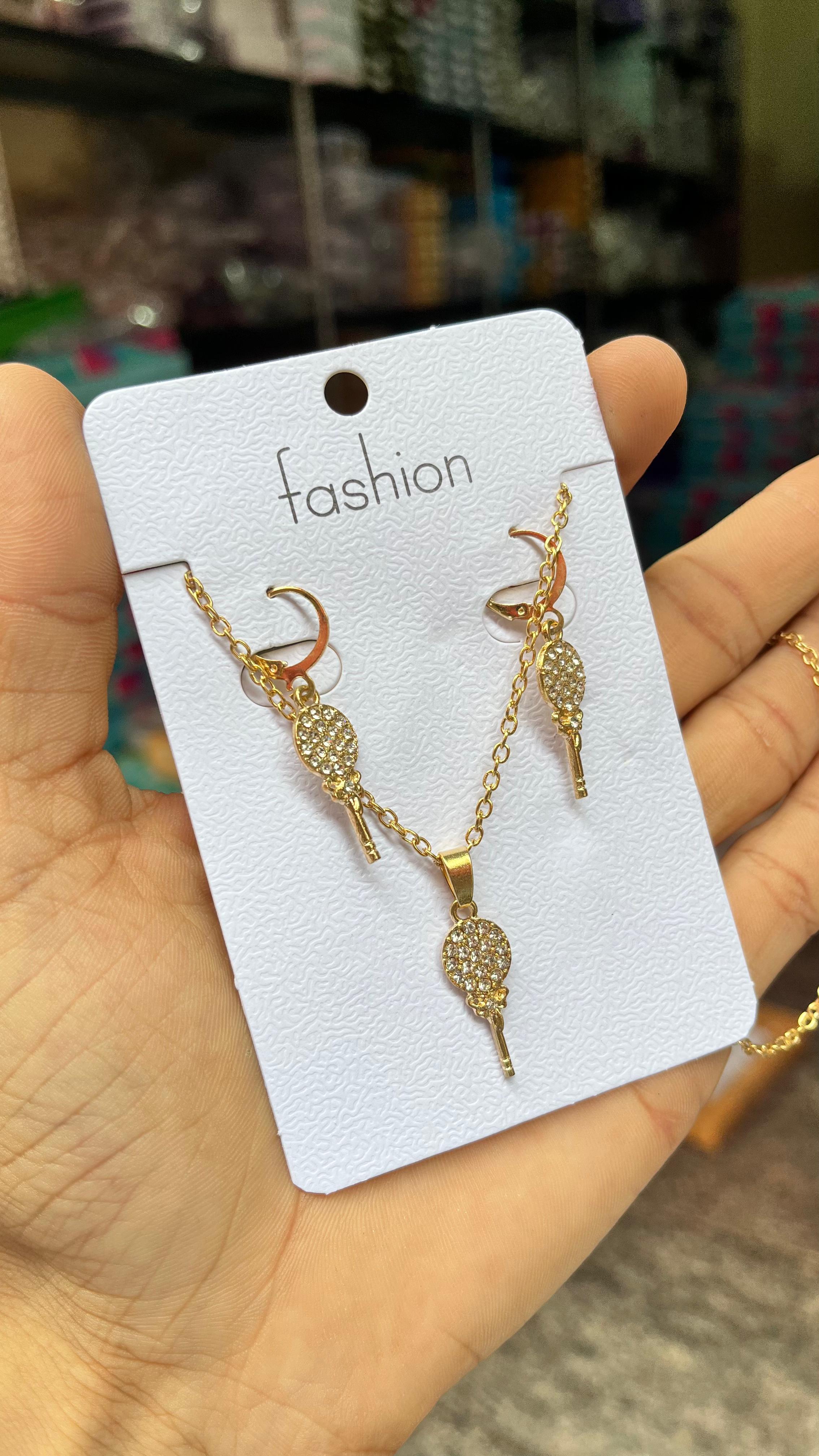 MFJH005 Golden and stone chains with earrings