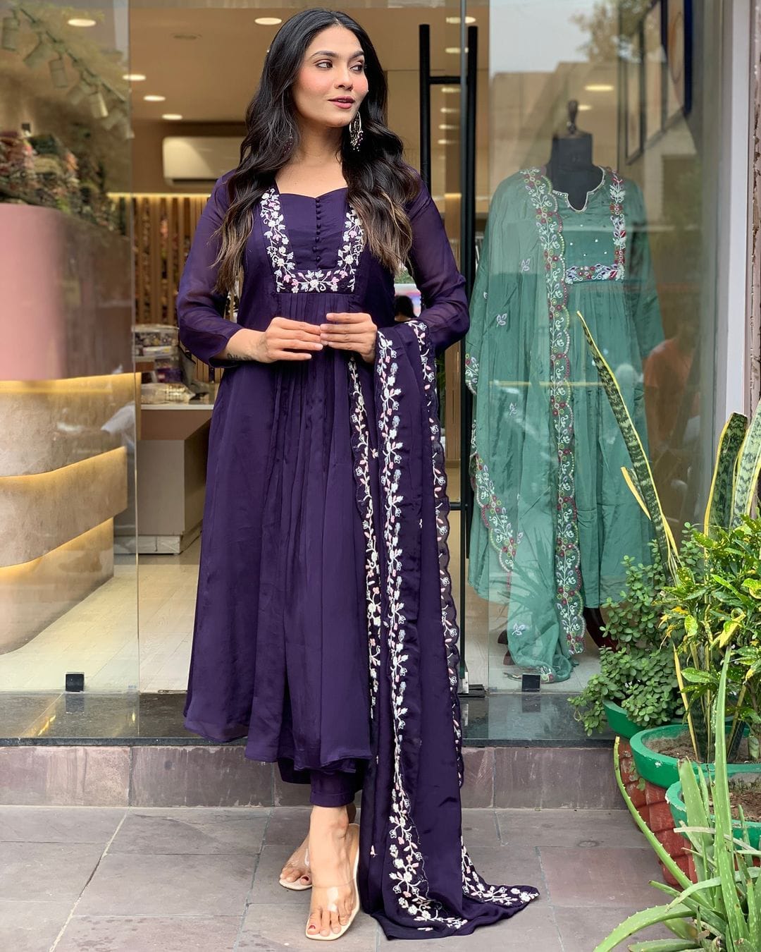 JKM0046  Pure Cotton 60-60 super dyeing kurta with beautiful emb neck yoke & cotton pant with emb full cotton dupatta.