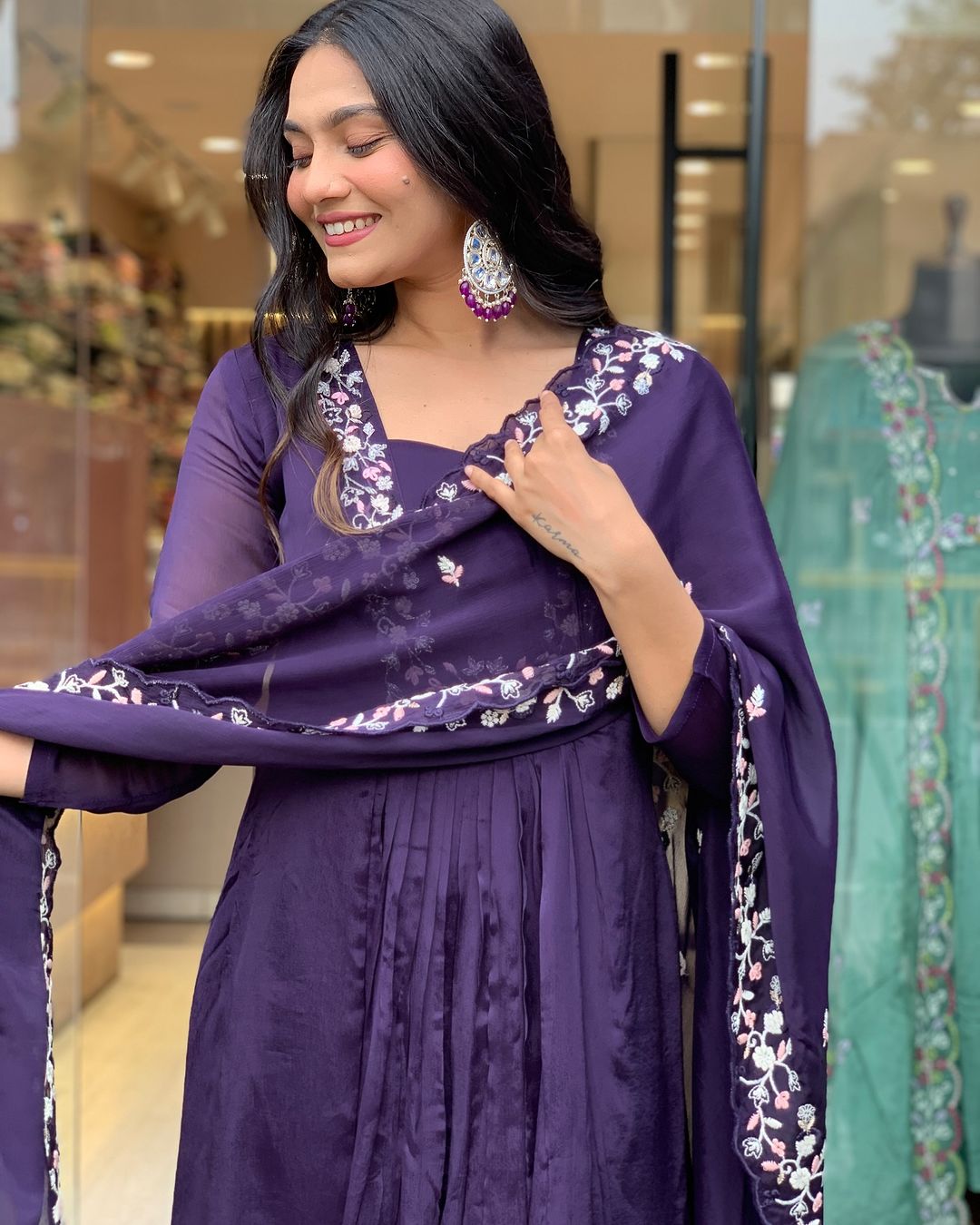 JKM0046  Pure Cotton 60-60 super dyeing kurta with beautiful emb neck yoke & cotton pant with emb full cotton dupatta.