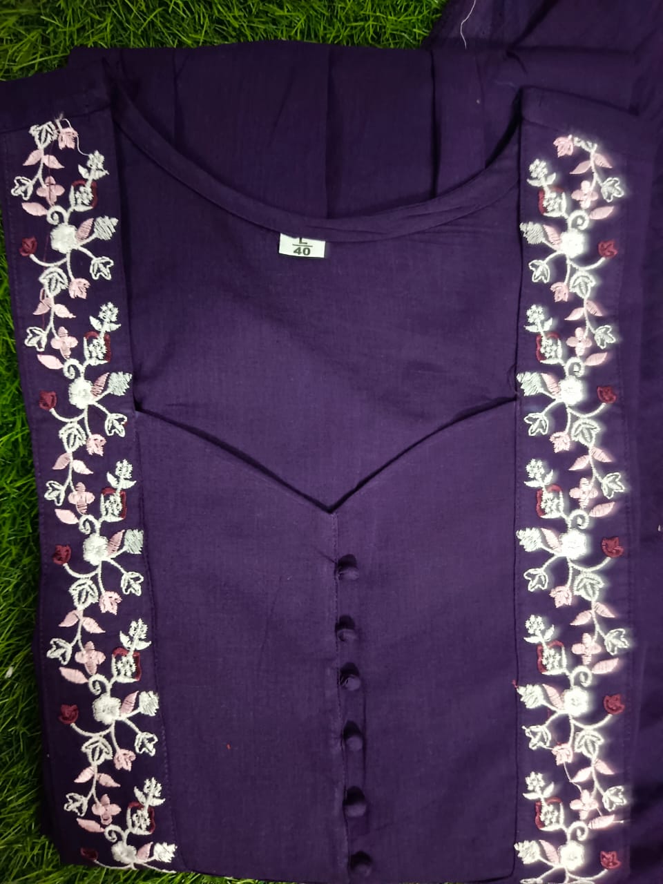 JKM0046  Pure Cotton 60-60 super dyeing kurta with beautiful emb neck yoke & cotton pant with emb full cotton dupatta.
