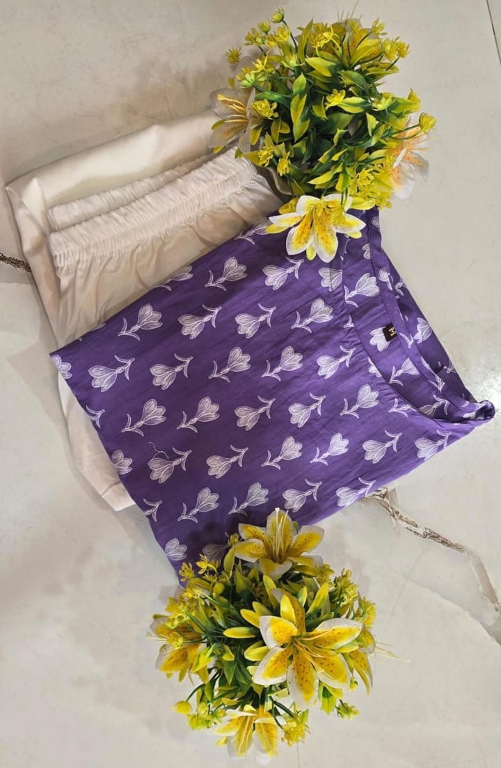 JKM0054 BEAUTIFUL COTTON PRINTED SLEEVELESS KURTI WITH PANT.