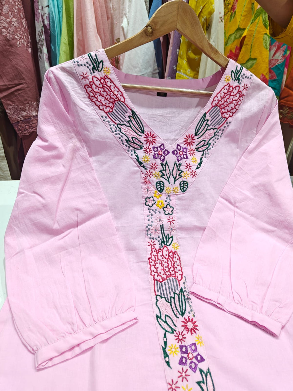 JKM0056 BEAUTIFUL PLAIN EMBROIDERY WORK CO ORD SET
