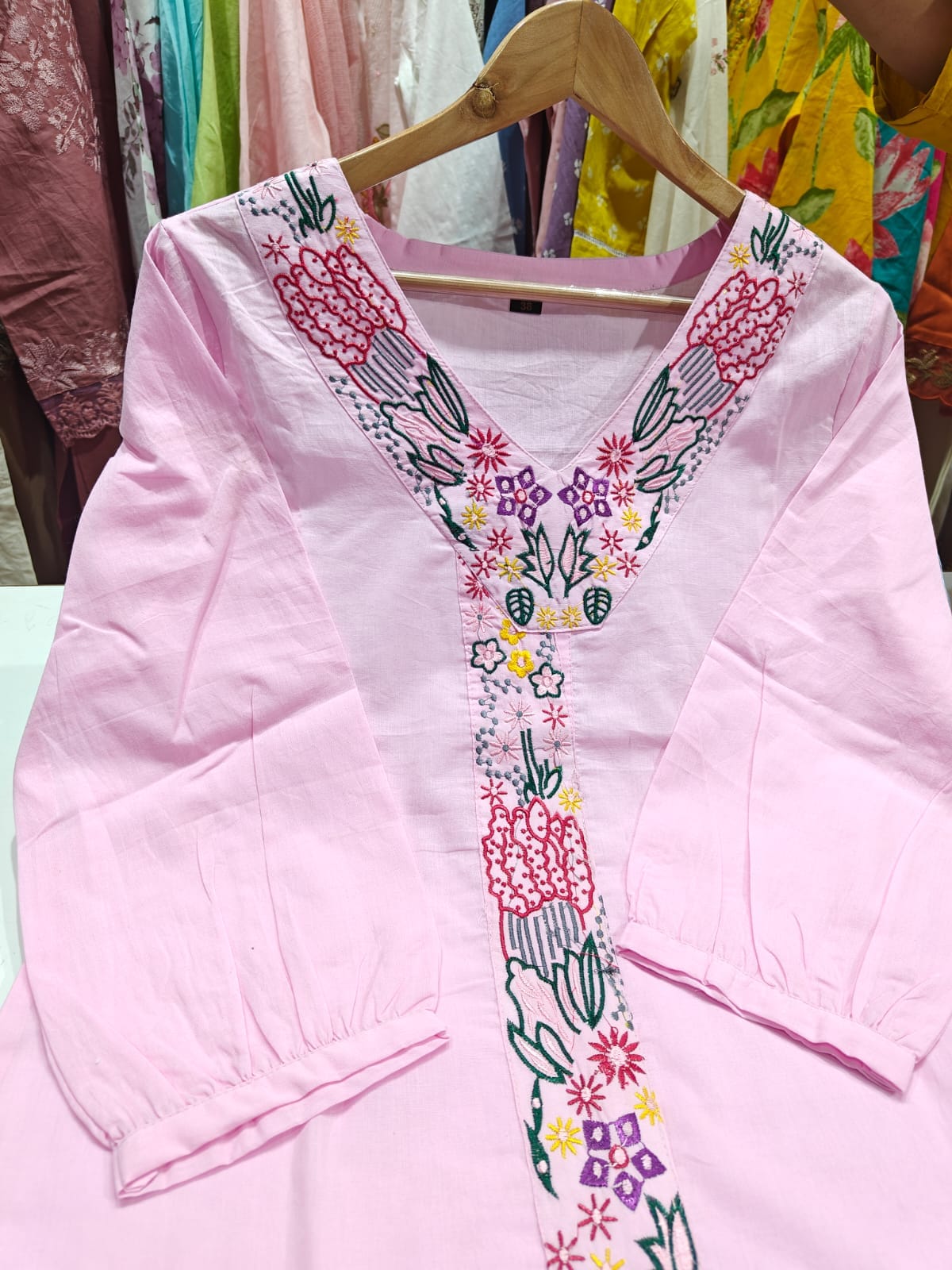 JKM0056 BEAUTIFUL PLAIN EMBROIDERY WORK CO ORD SET