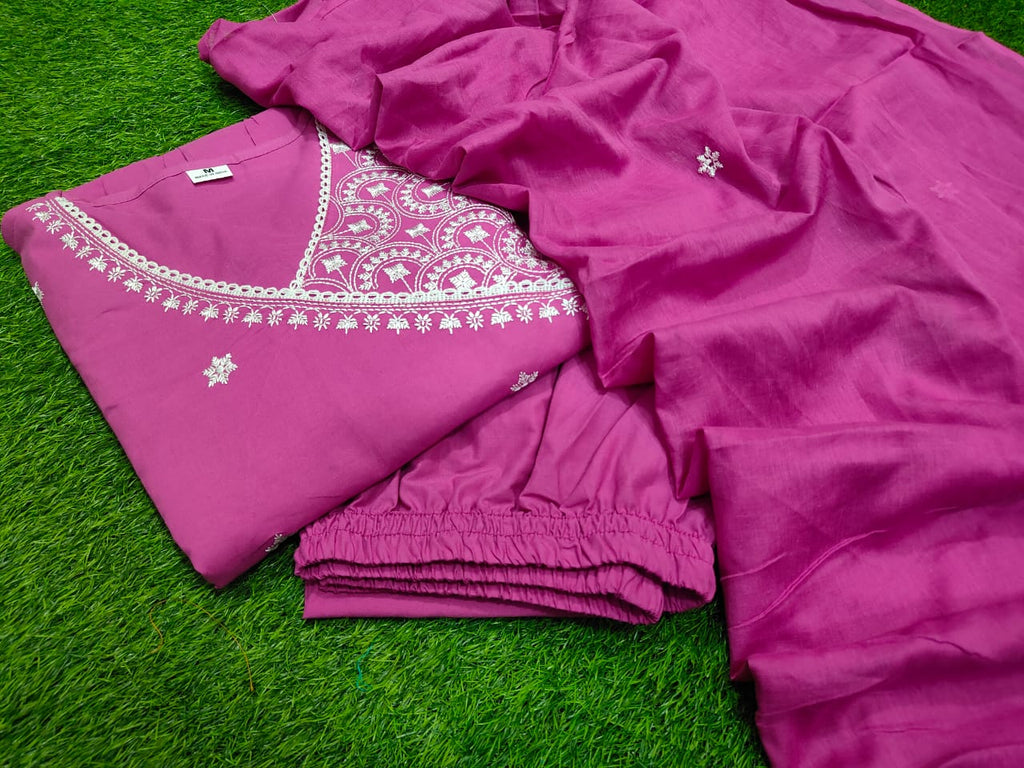 JKM0057  Beautiful cotton fabric Angrakha kurti pant and dupatta.