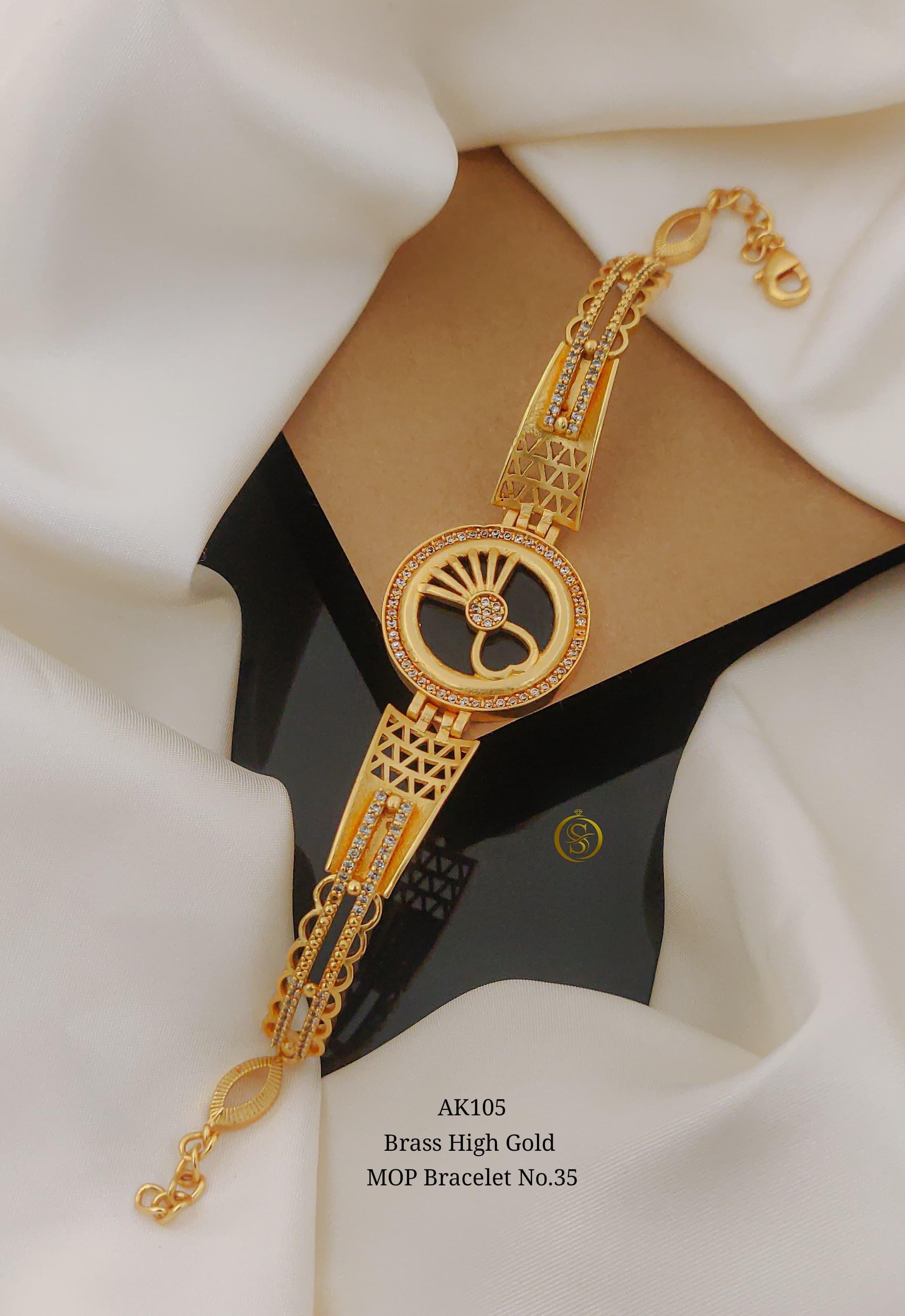SI0019  BRASS HIGH GOLD MOP BRACELETS