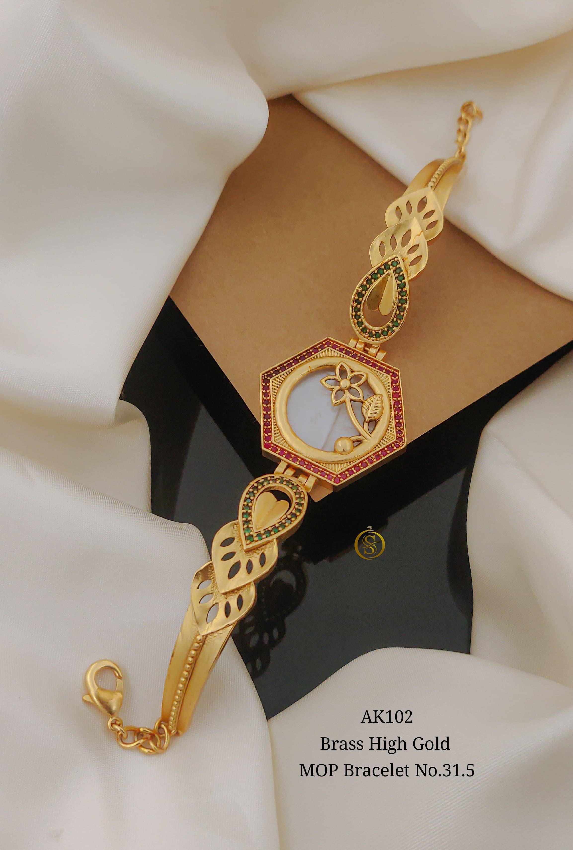 SI0019  BRASS HIGH GOLD MOP BRACELETS