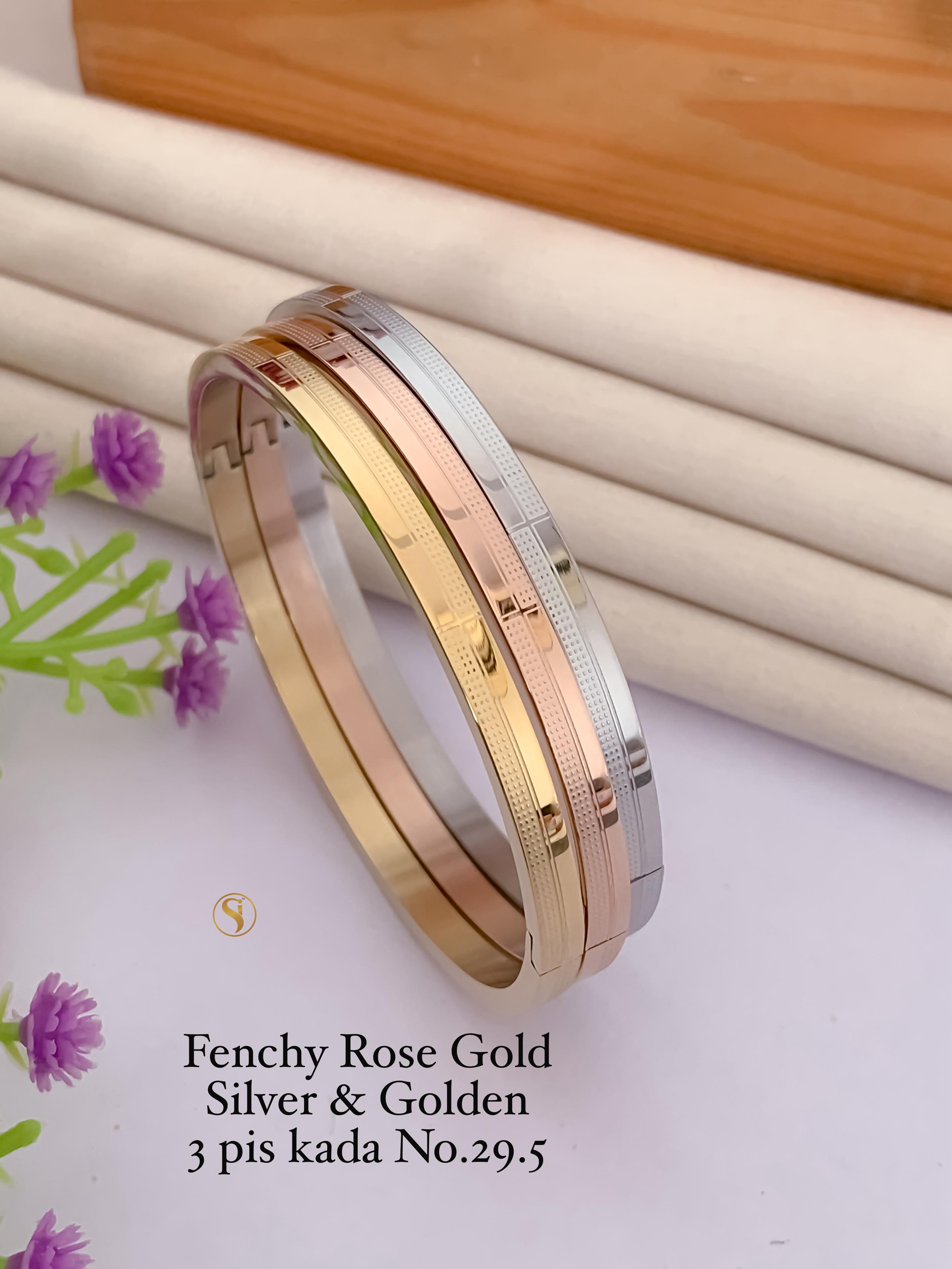 SI0020 FANCY ROSE GOLD SILVER AND GOLDEN 3 PIECE KADA