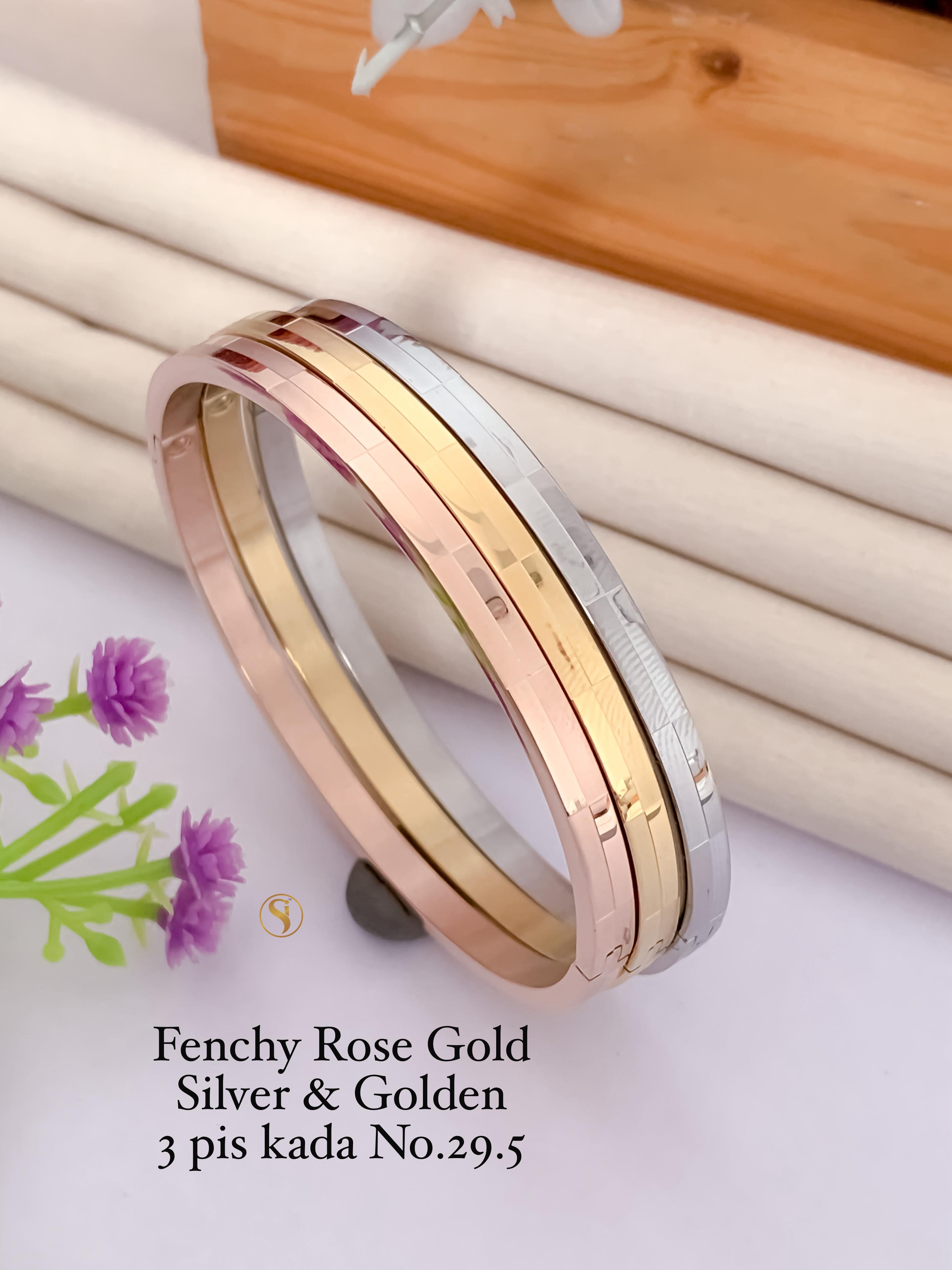 SI0020 FANCY ROSE GOLD SILVER AND GOLDEN 3 PIECE KADA
