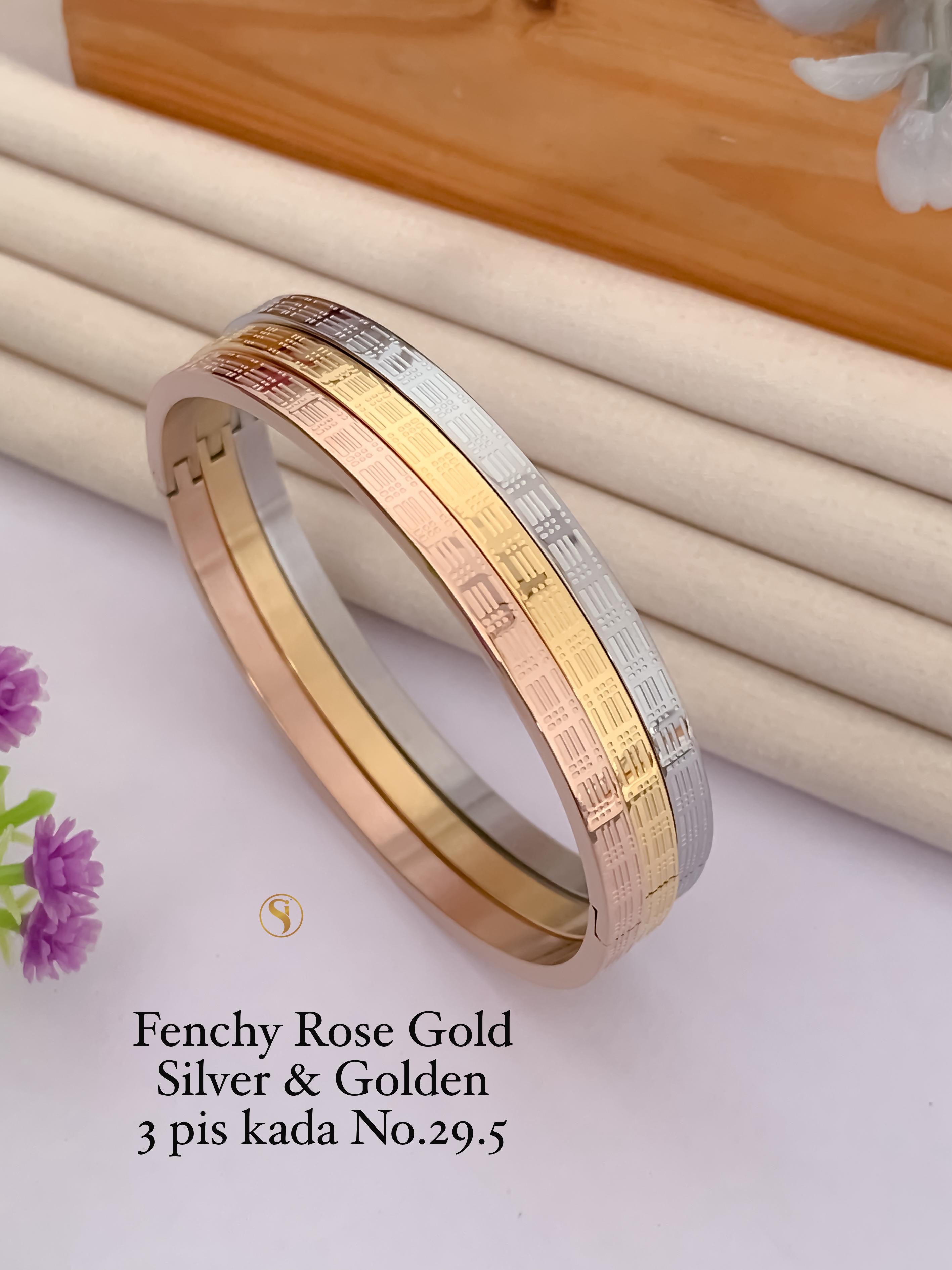 SI0020 FANCY ROSE GOLD SILVER AND GOLDEN 3 PIECE KADA