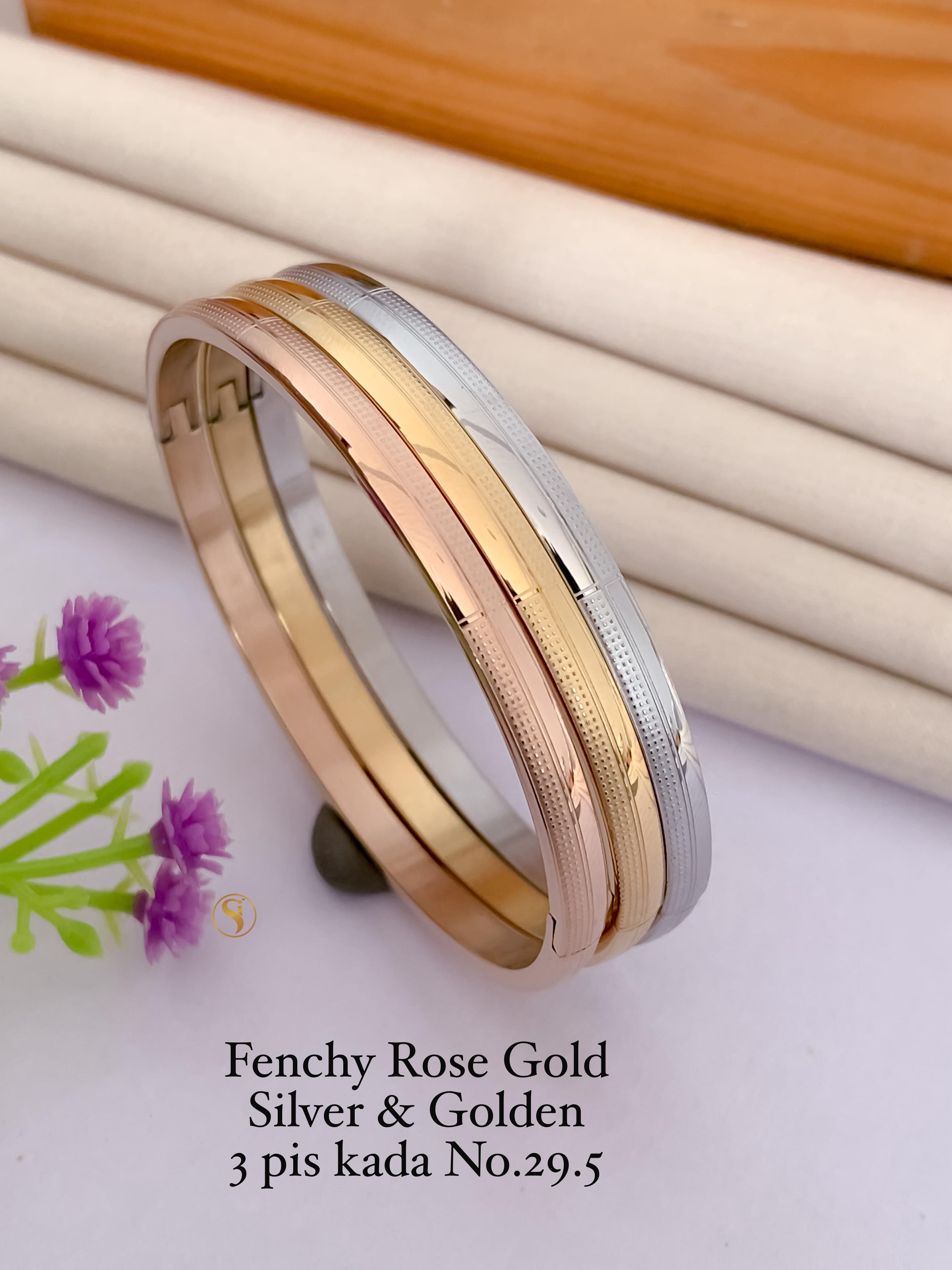 SI0020 FANCY ROSE GOLD SILVER AND GOLDEN 3 PIECE KADA