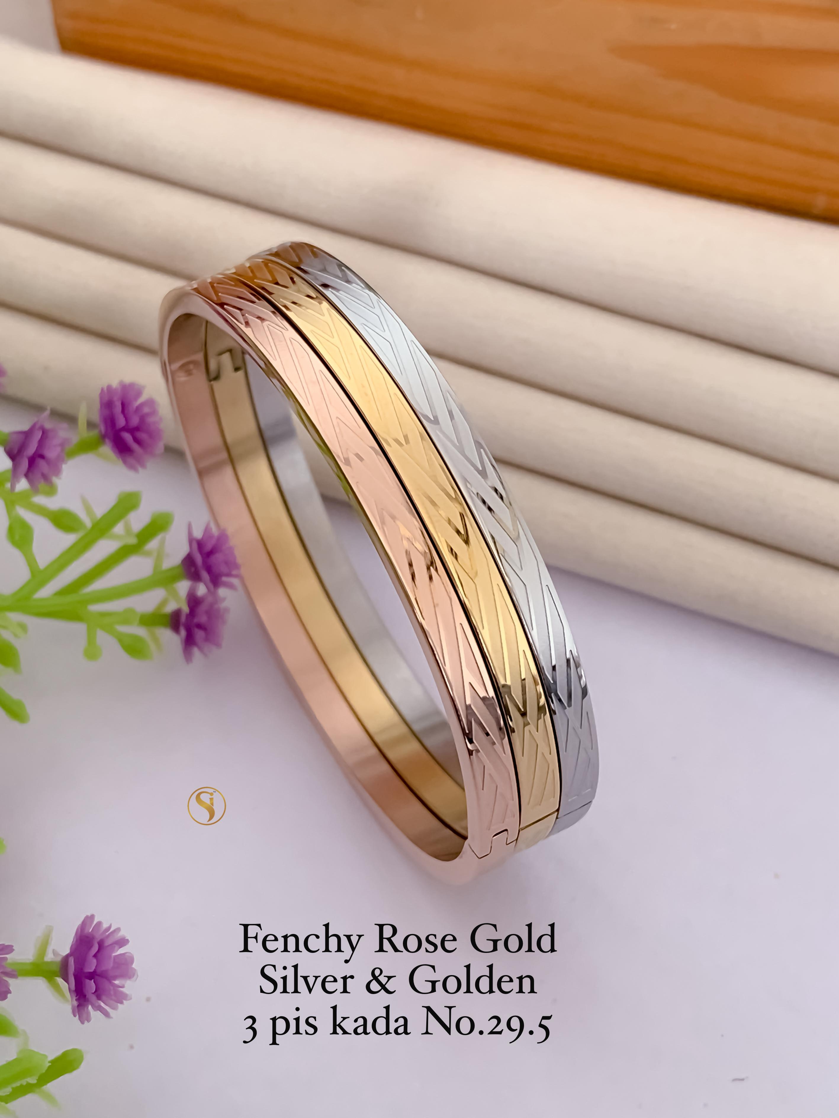 SI0020 FANCY ROSE GOLD SILVER AND GOLDEN 3 PIECE KADA