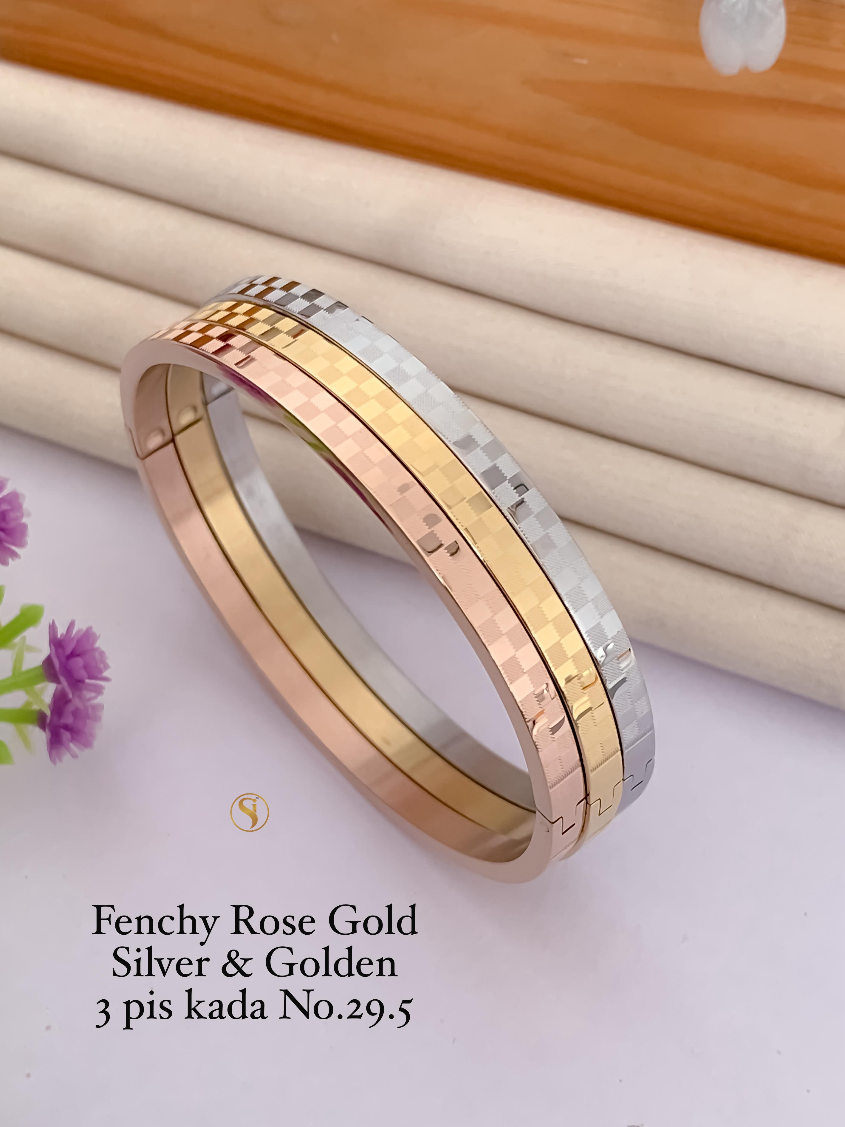 SI0020 FANCY ROSE GOLD SILVER AND GOLDEN 3 PIECE KADA