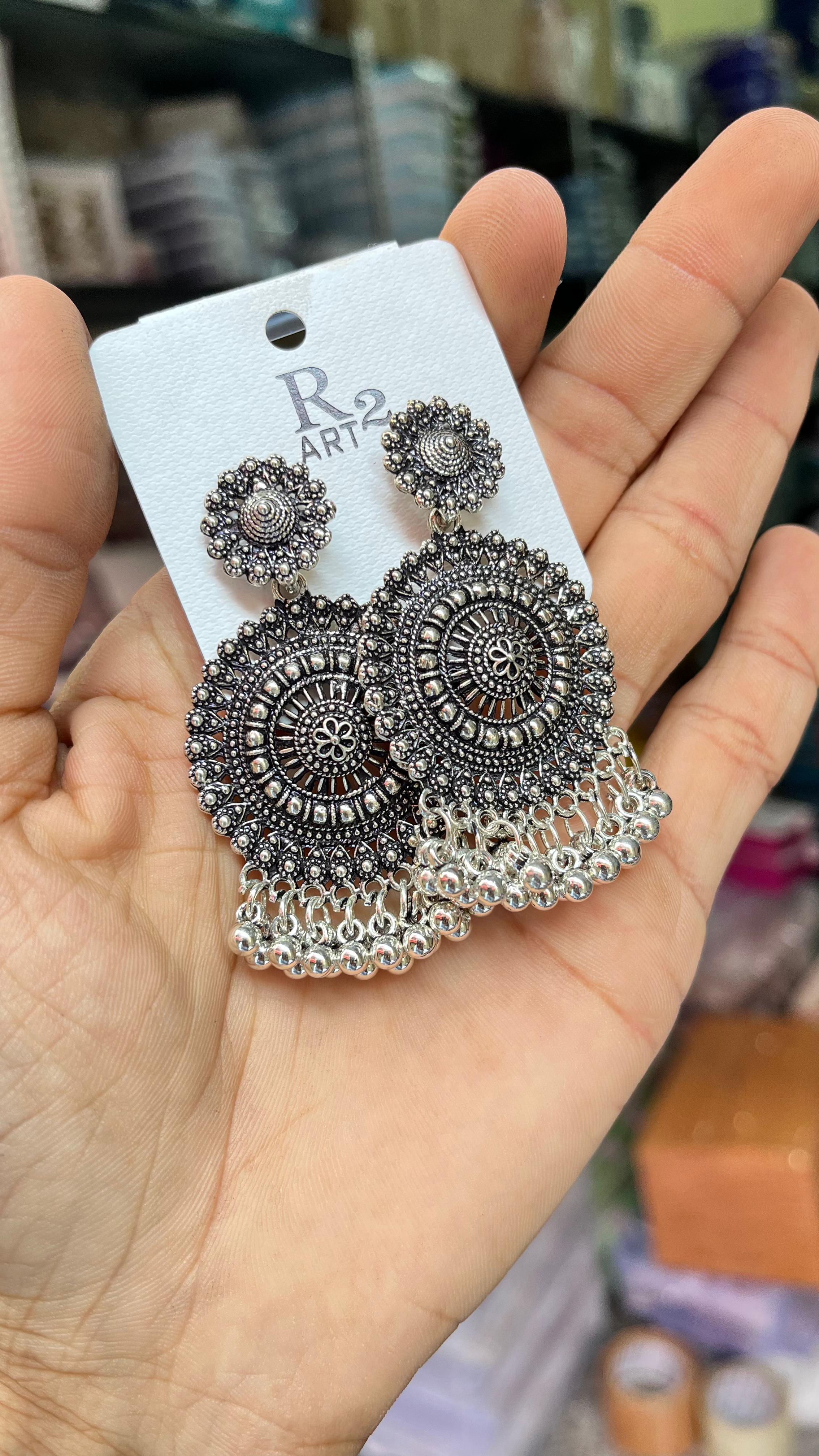 MFJH007 Oxidized Black Metal Earrings