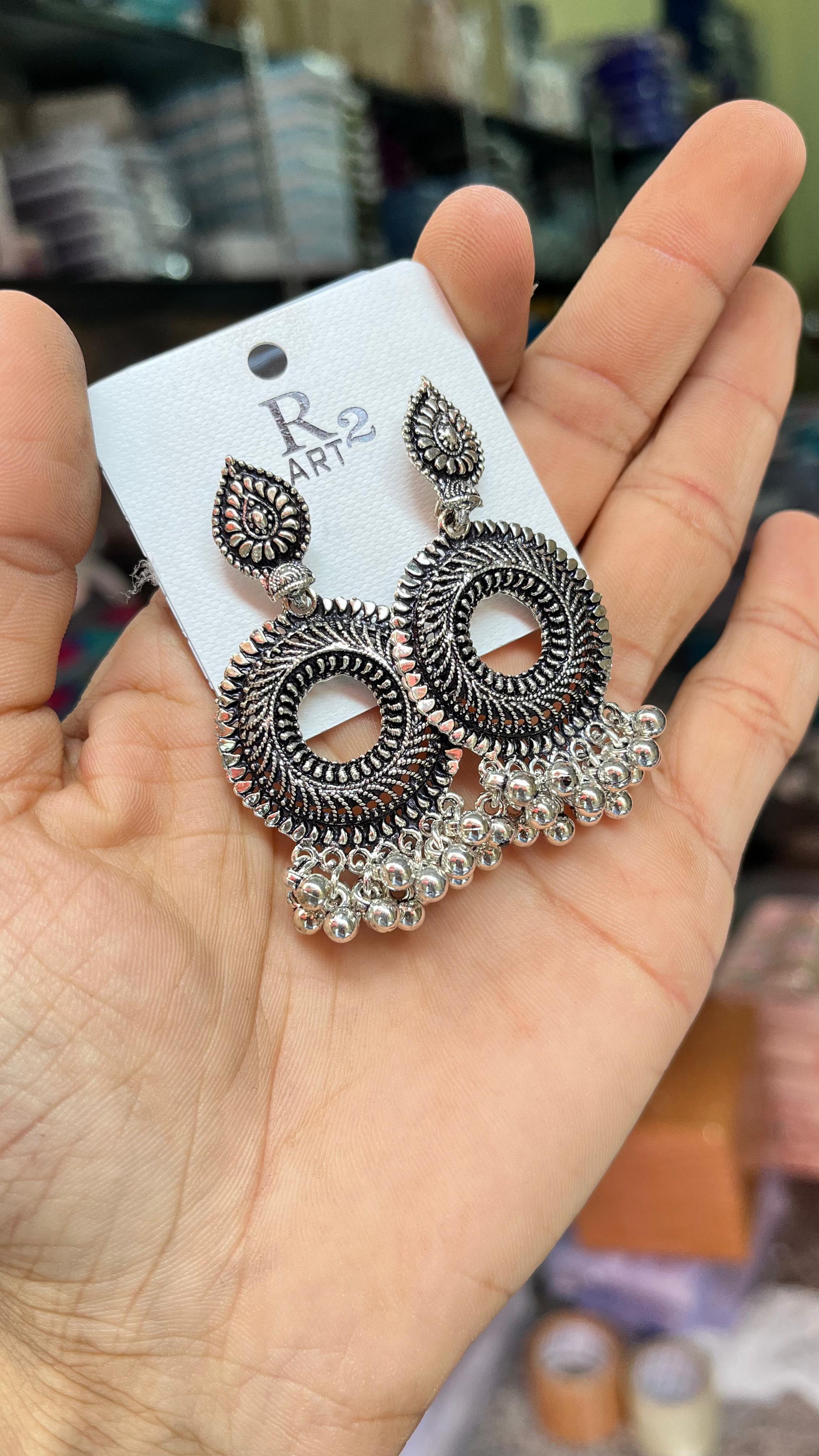 MFJH007 Oxidized Black Metal Earrings