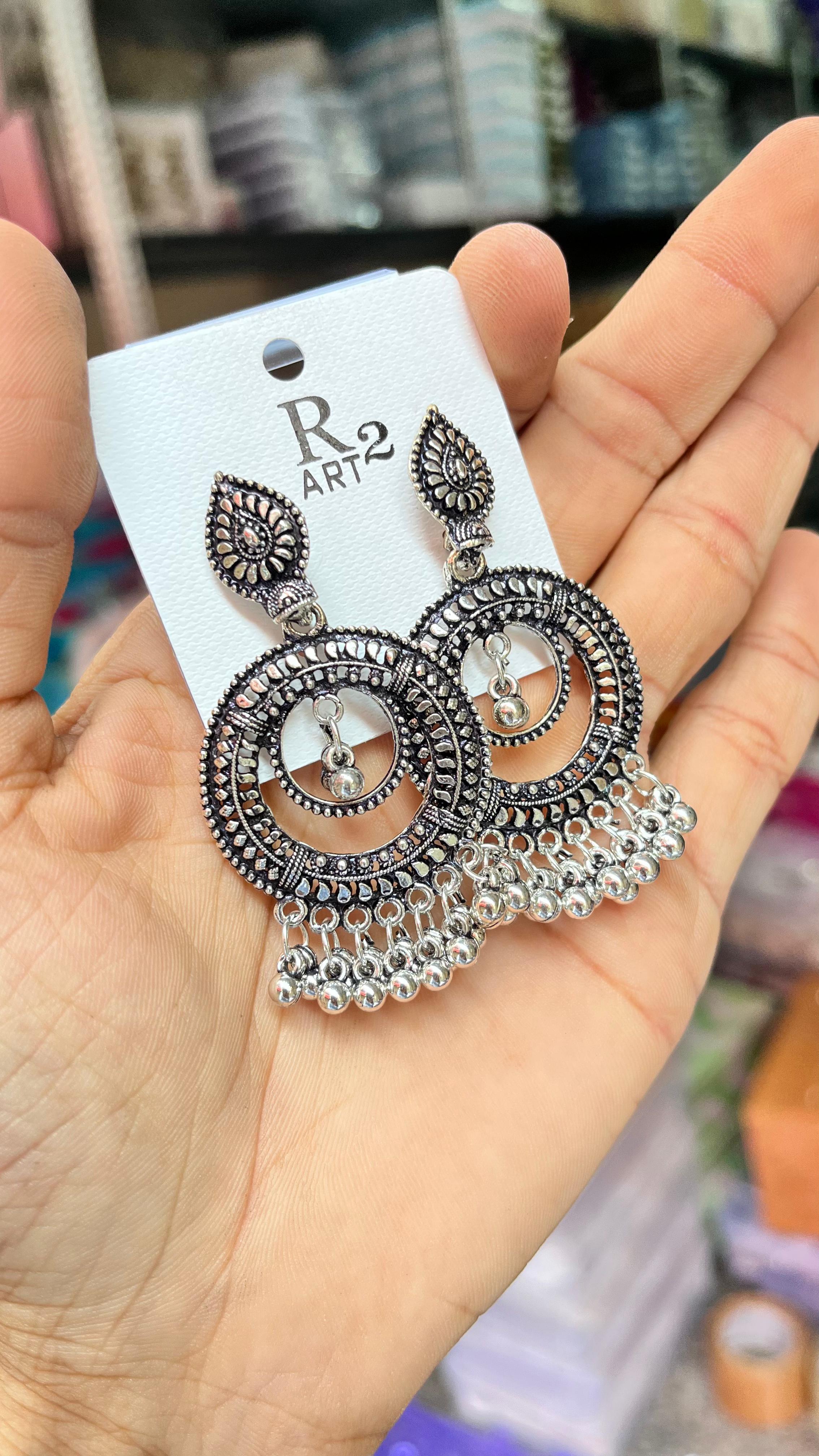 MFJH007 Oxidized Black Metal Earrings