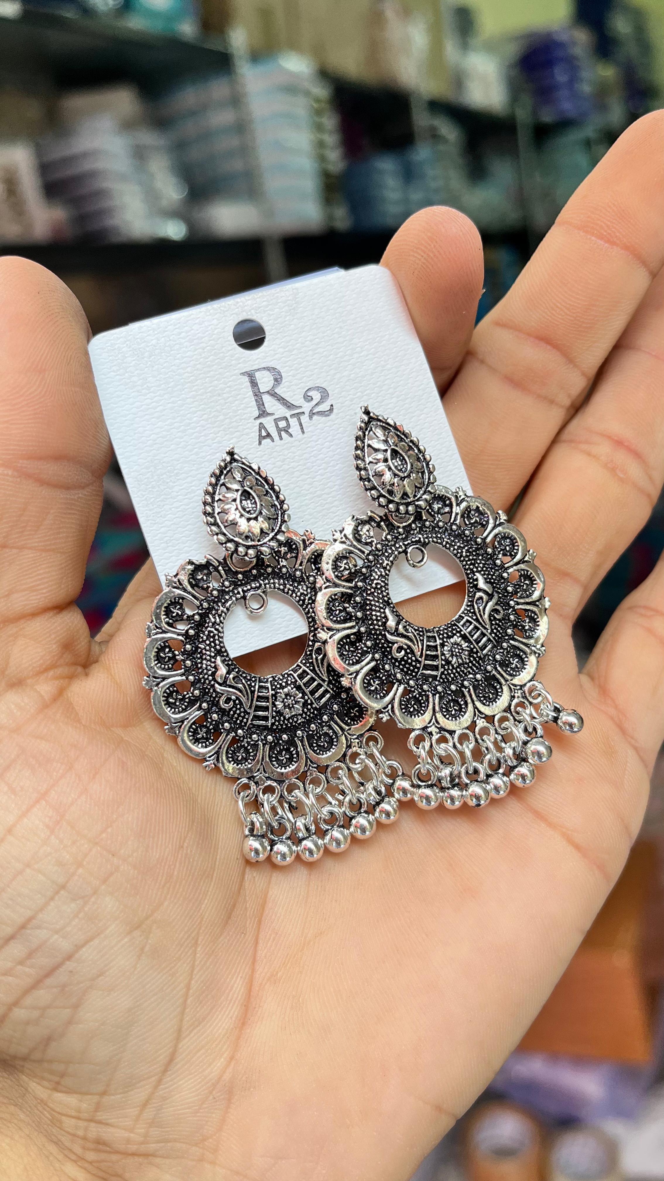 MFJH007 Oxidized Black Metal Earrings