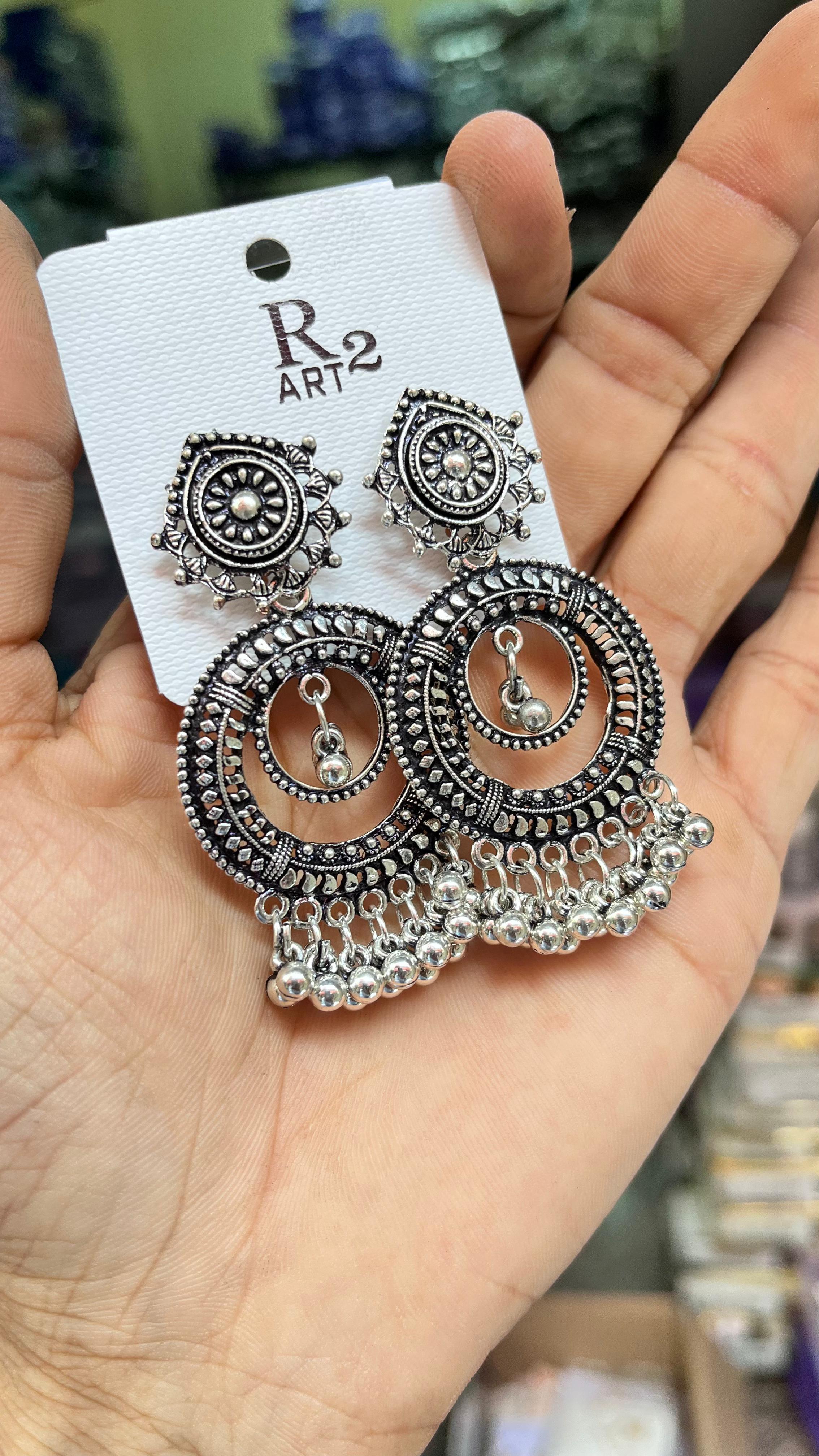 MFJH007 Oxidized Black Metal Earrings
