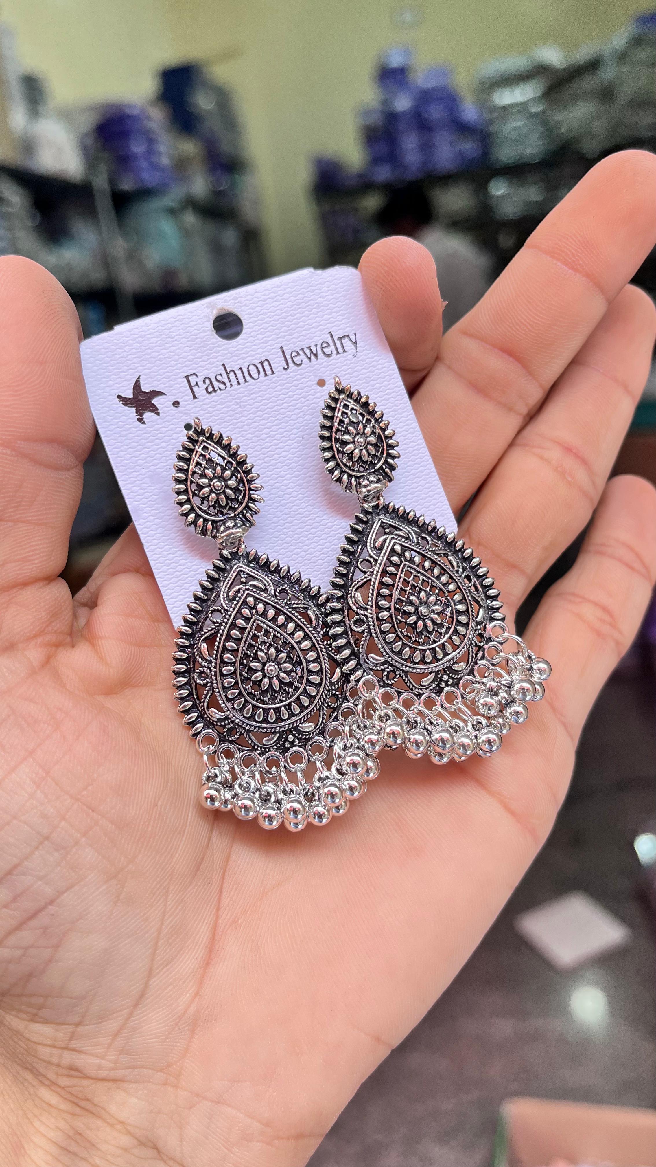 MFJH007 Oxidized Black Metal Earrings