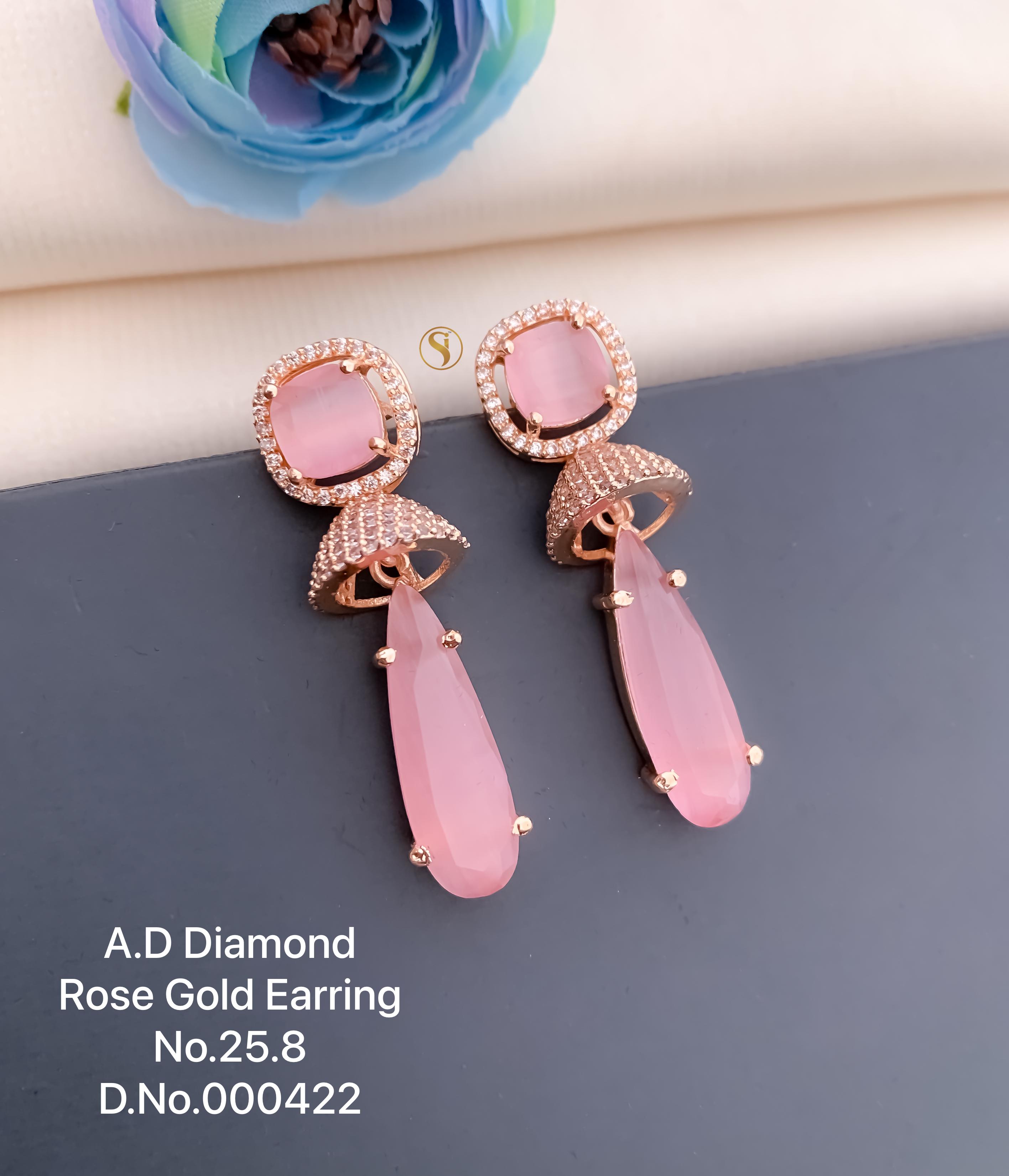 S10027 A.D DIAMOND ROSE GOLD EARRING