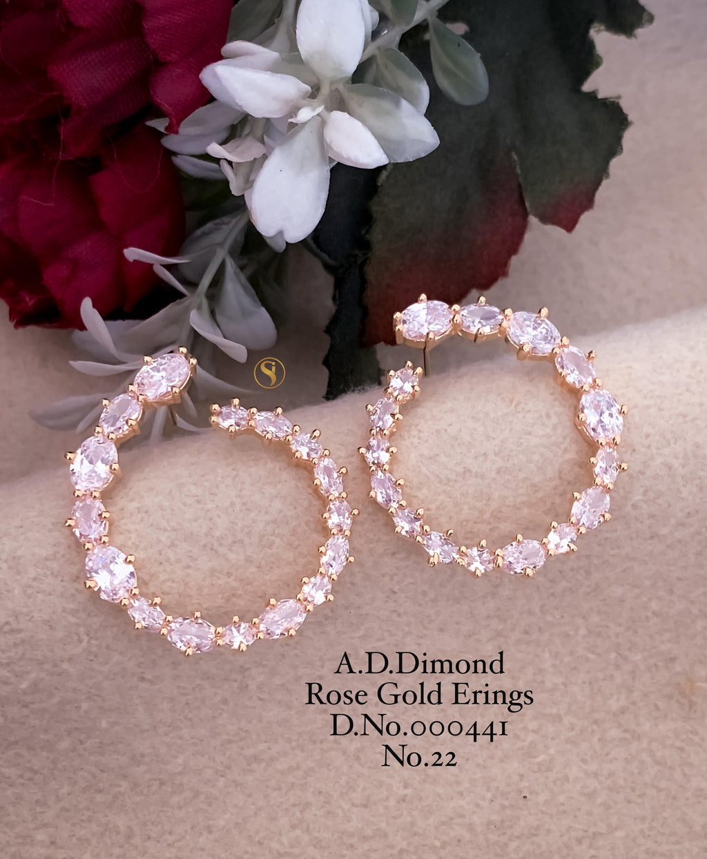 S10027 A.D DIAMOND ROSE GOLD EARRING