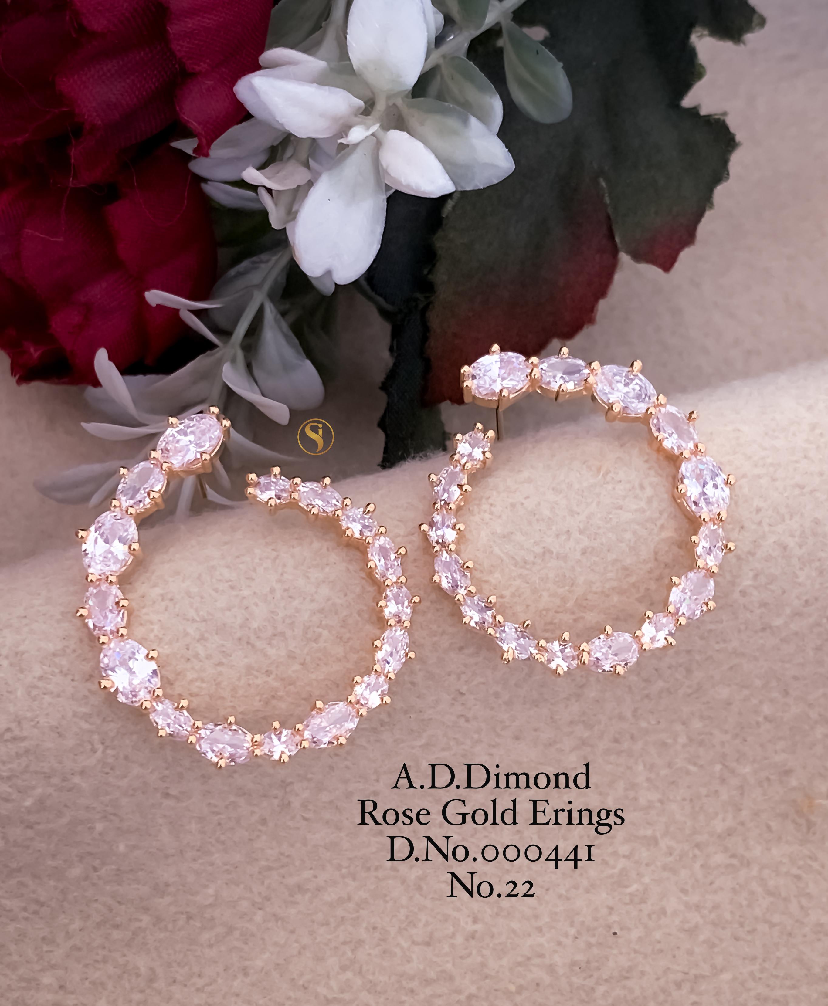 S10027 A.D DIAMOND ROSE GOLD EARRING