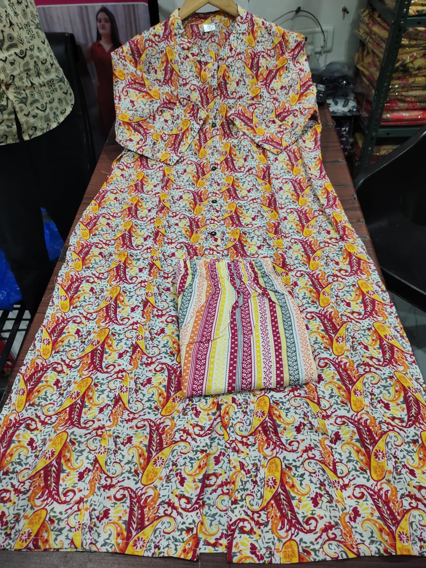 RHS0027 Premium Floral Fine Cotton Kurti Palazzo Set