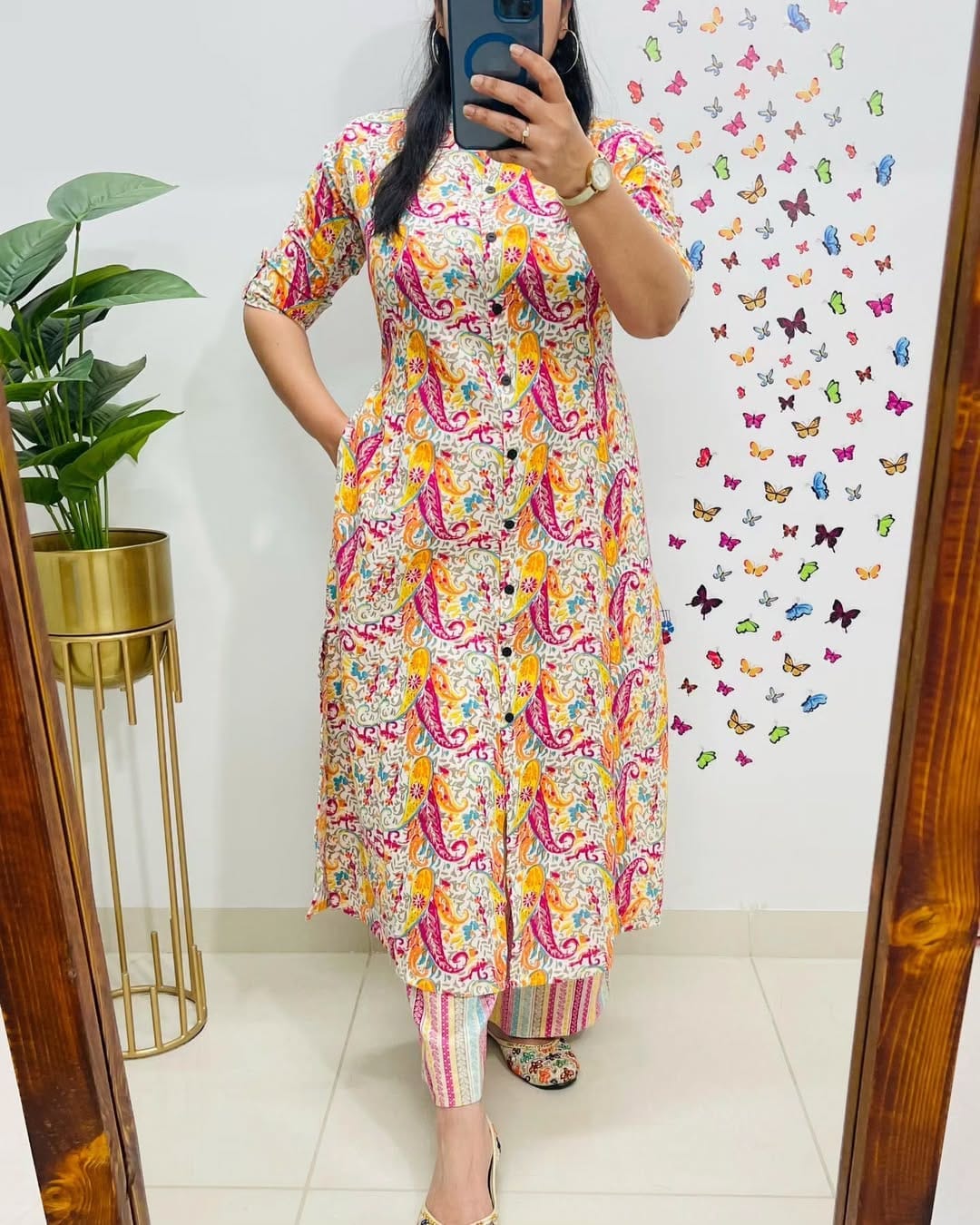 RHS0027 Premium Floral Fine Cotton Kurti Palazzo Set